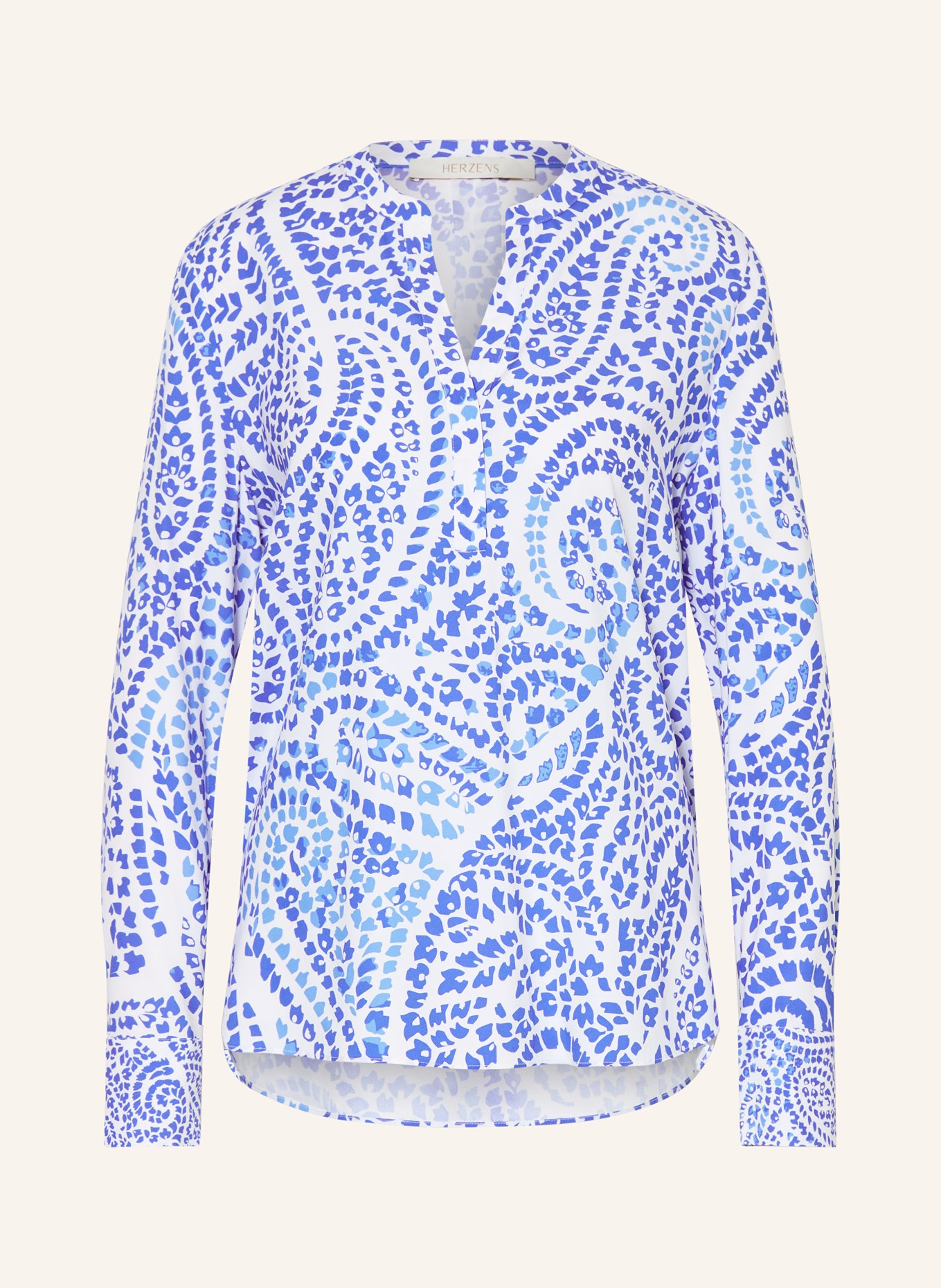 HERZENS Blusenshirt: BLAU / WEISS