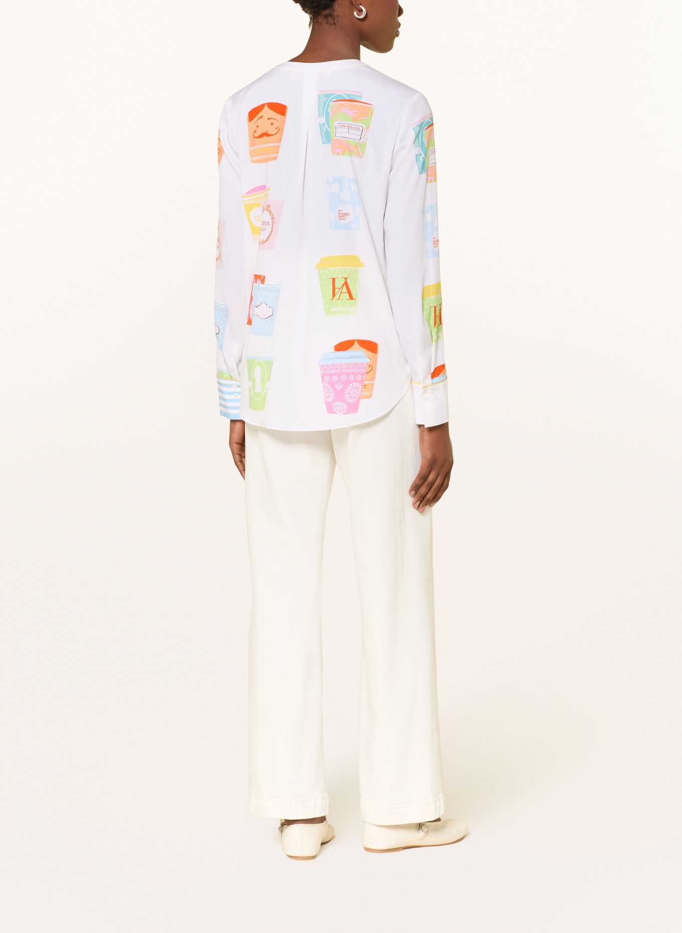 HERZENS Blusenshirt aus Seide: WEISS / ROSA / HELLBLAU