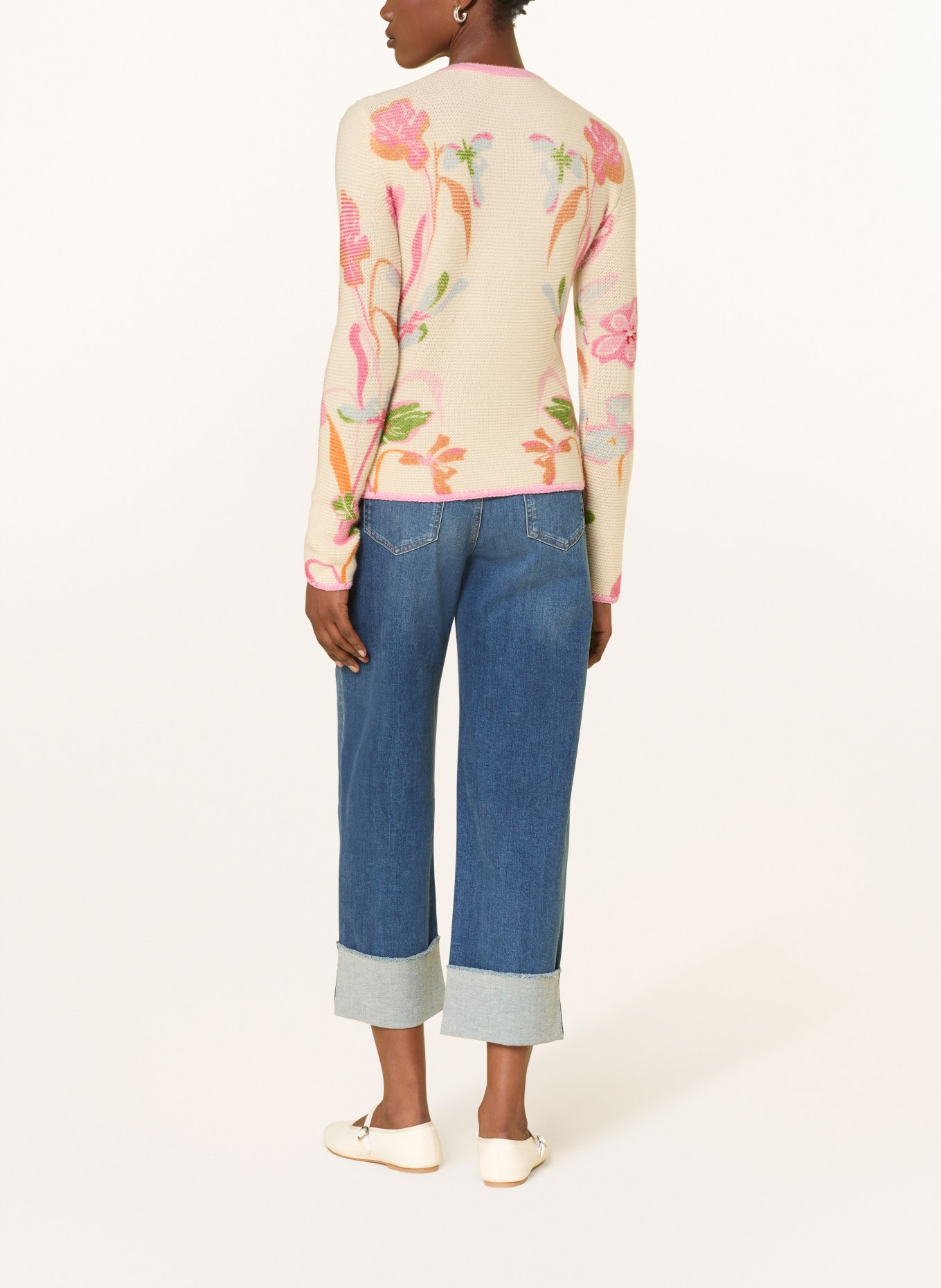 HERZENS knitted jacket: CREAM / PINK / GREEN