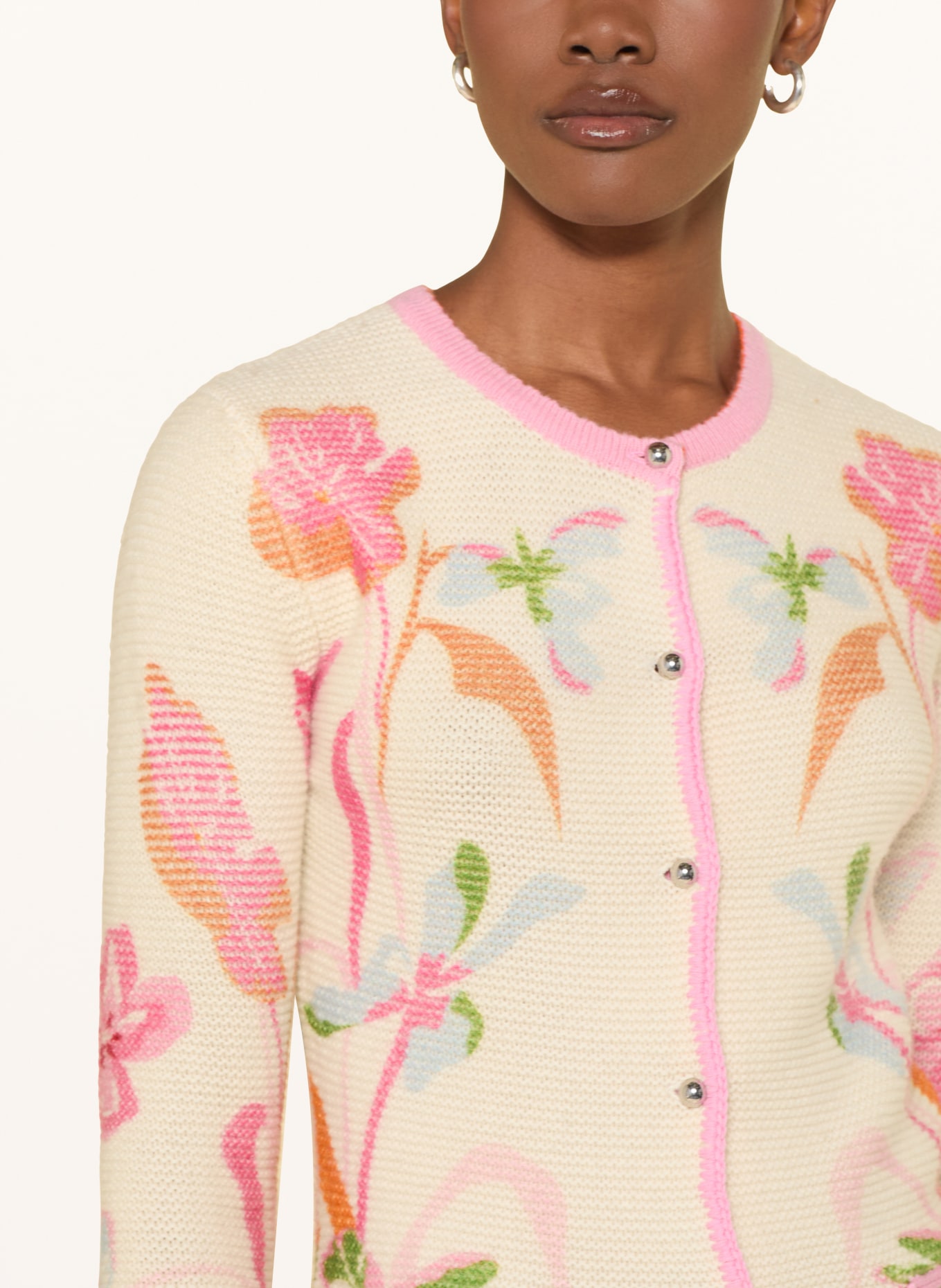 HERZENS knitted jacket: CREAM / PINK / GREEN