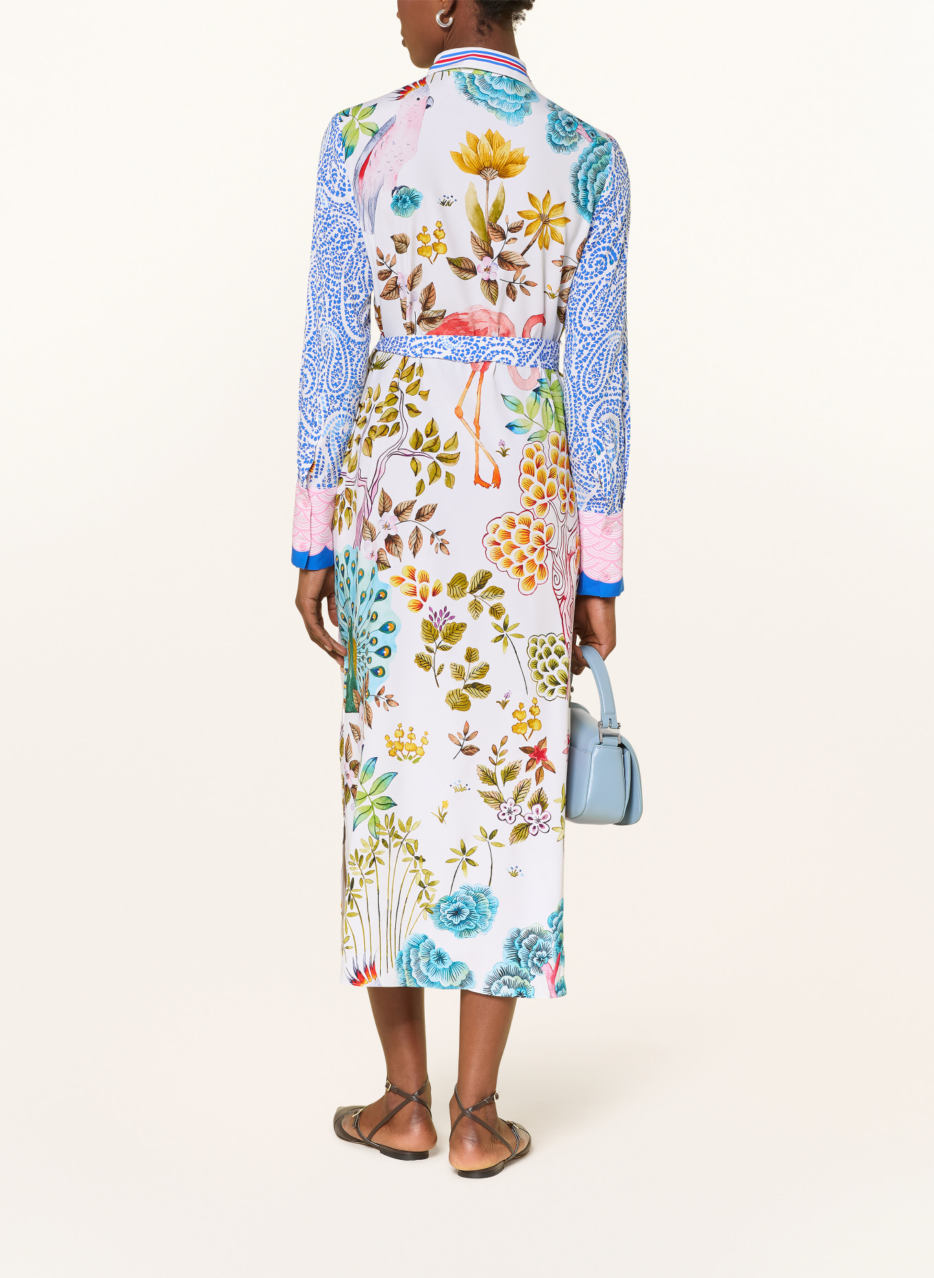 HERZENS Sukienka koszulowa z jedwabiu: BIAŁY / MOCNORÓŻOWY / NIEBIESKI