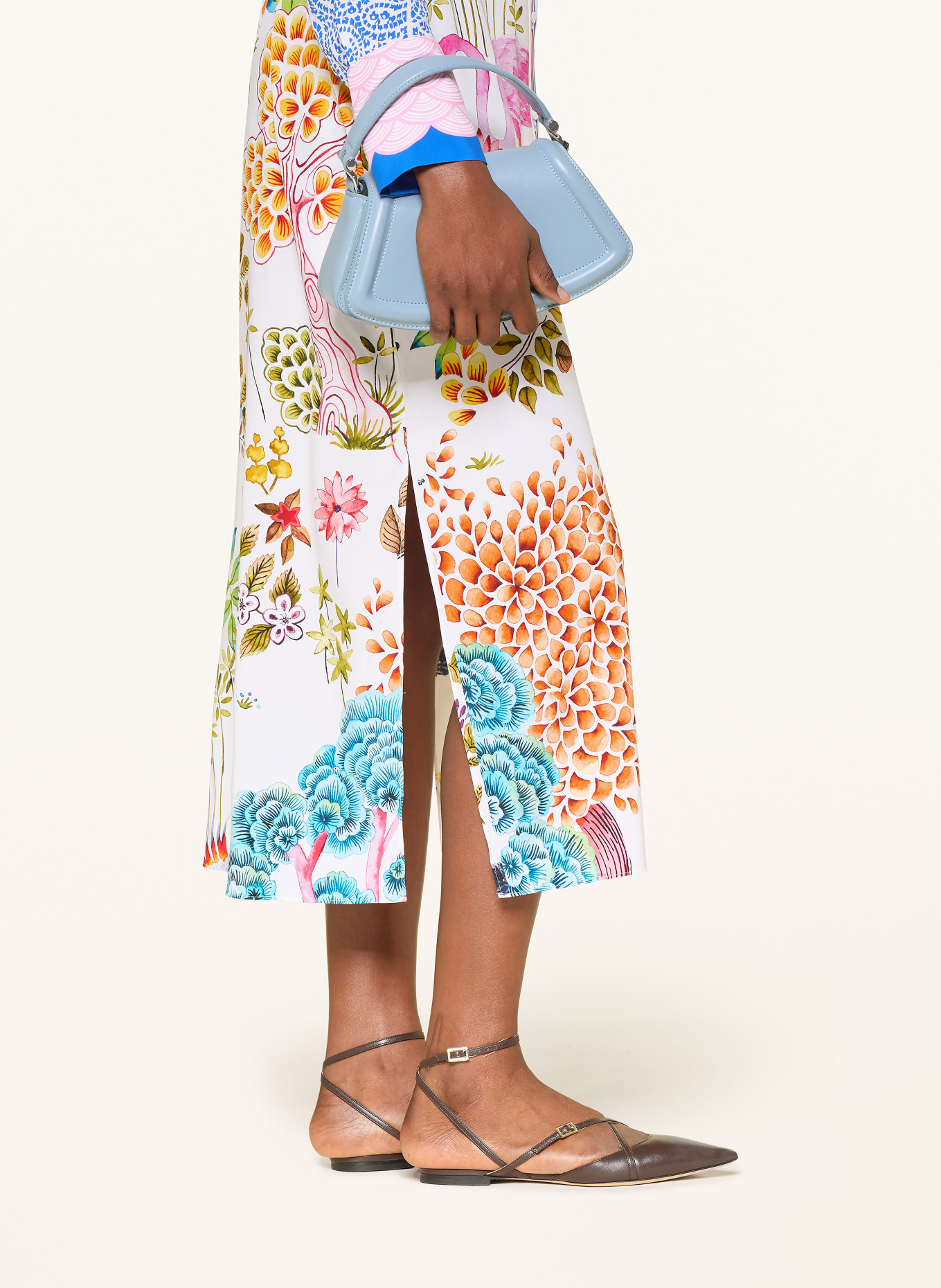 HERZENS Sukienka koszulowa z jedwabiu: BIAŁY / MOCNORÓŻOWY / NIEBIESKI