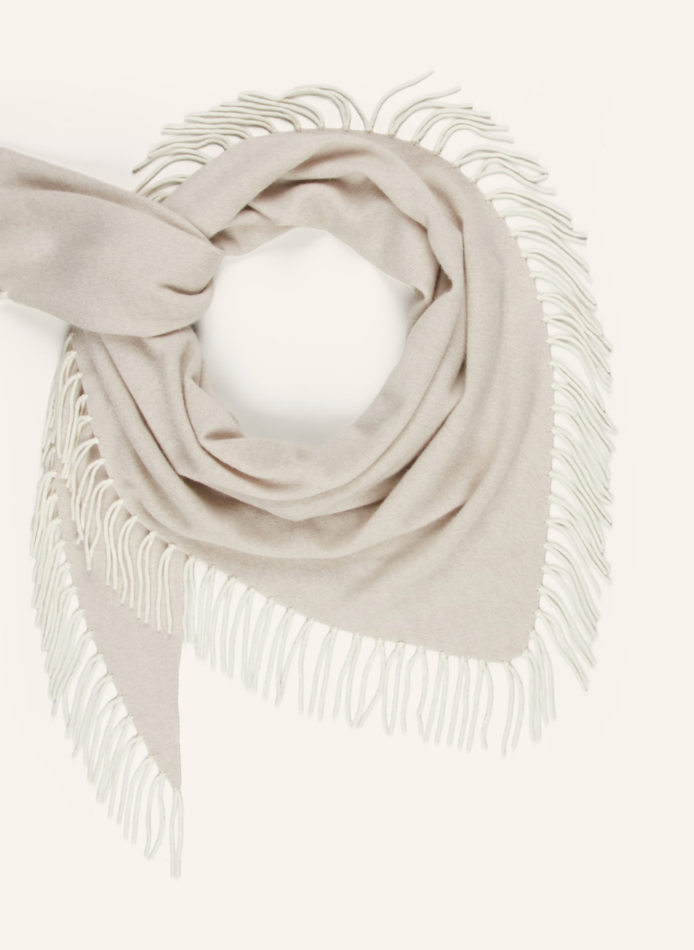 HERZENS Dreieckstuch mit Cashmere: HELLGRAU / ECRU