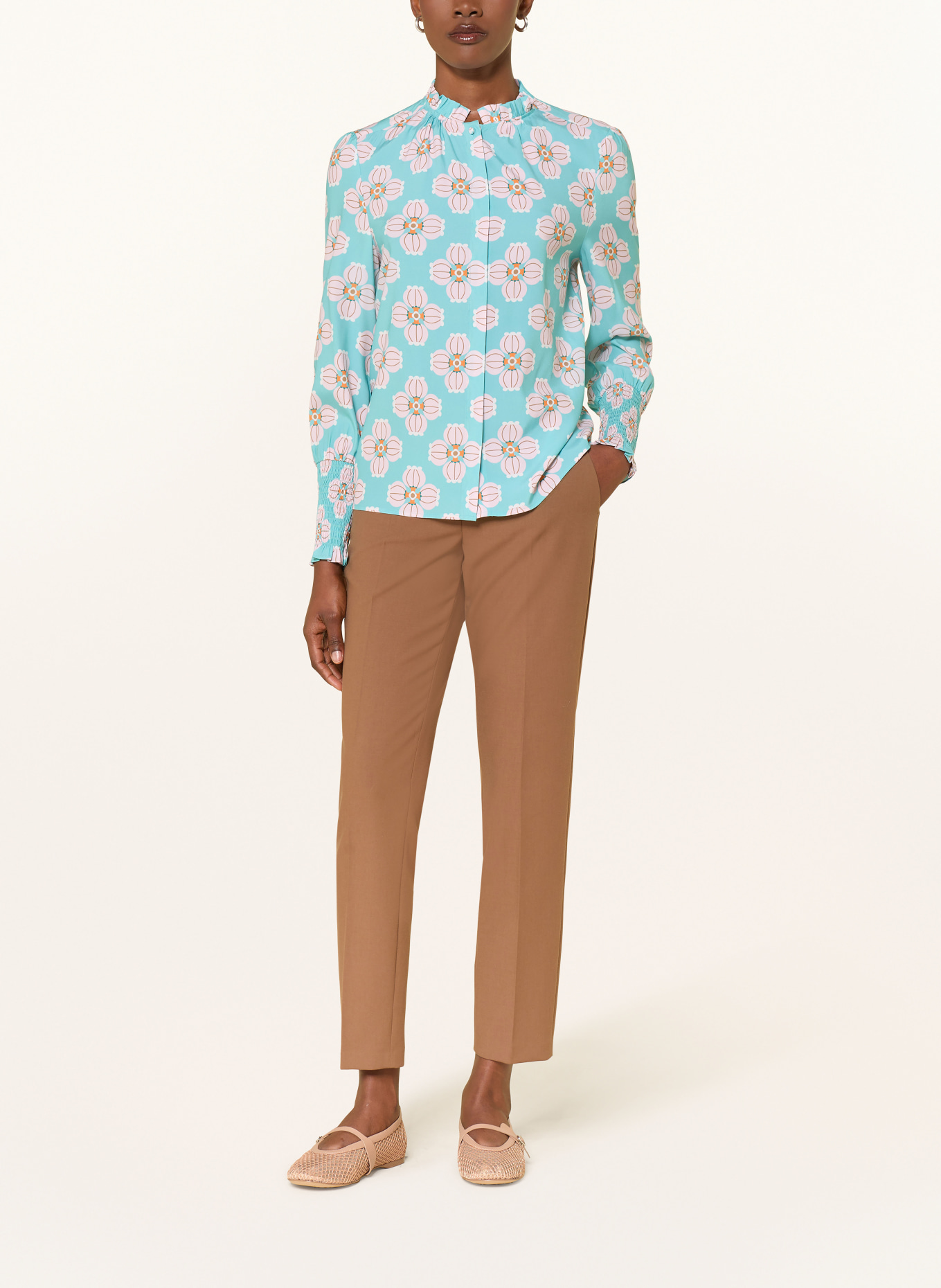 HERZENS Blusenshirt aus Seide: TÜRKIS / HELLROSA / ORANGE