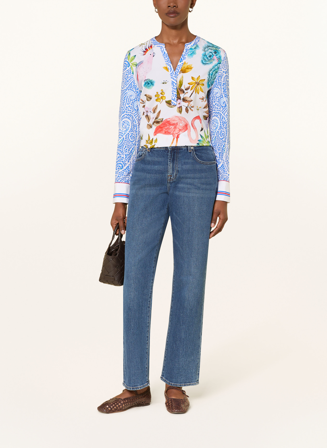 HERZENS Bluzka z jedwabiu: BIAŁY / CZERWONY / NIEBIESKI