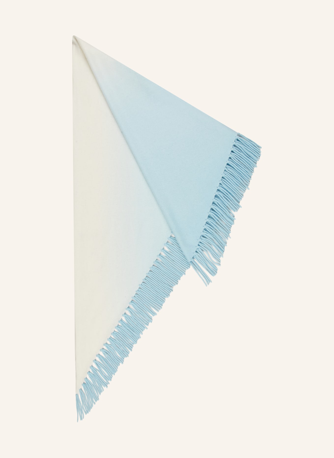 HERZENS Triangular scarf with cashmere: LIGHT BLUE / WHITE