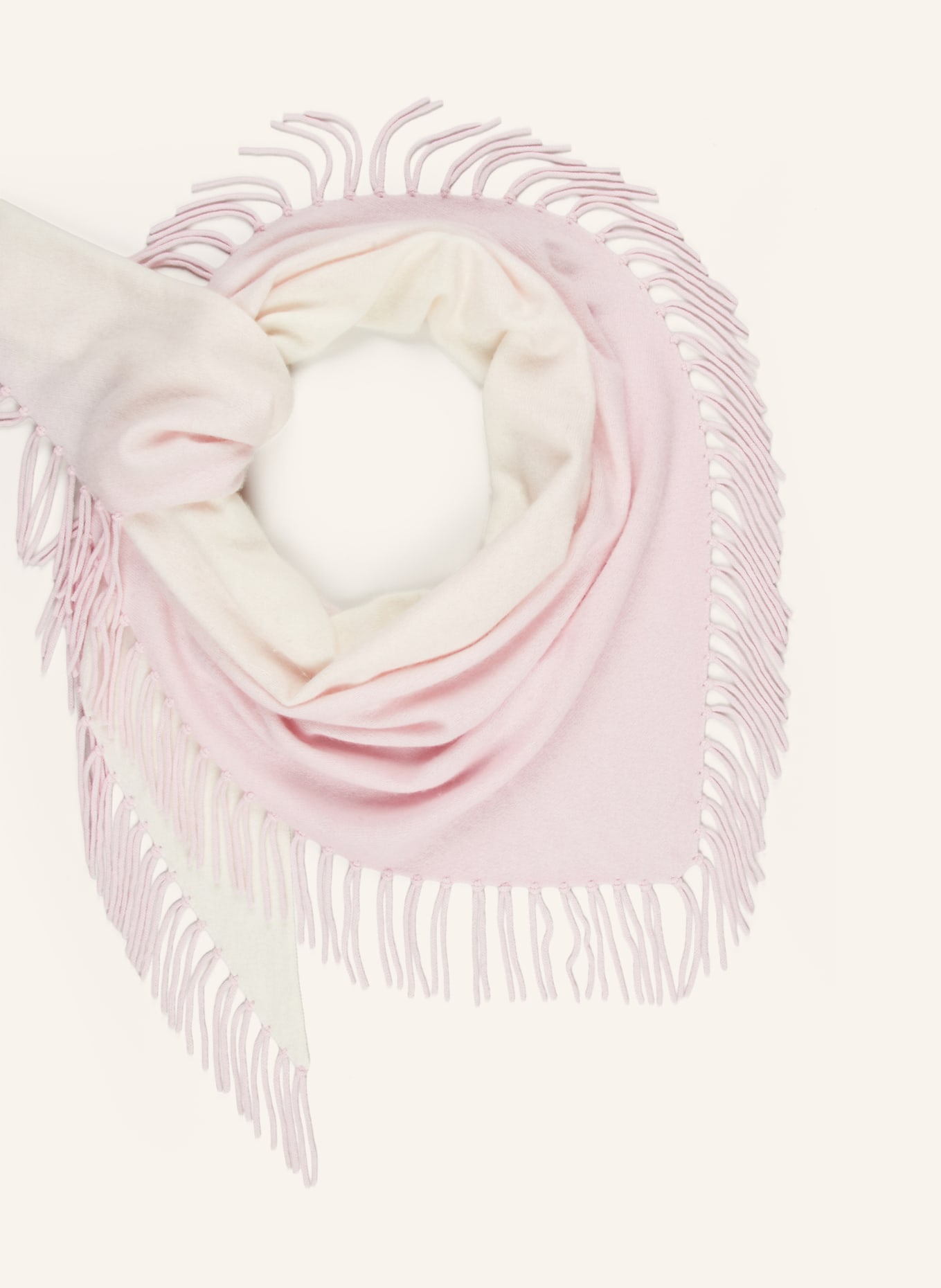 HERZENS Triangular scarf with cashmere: PINK / WHITE