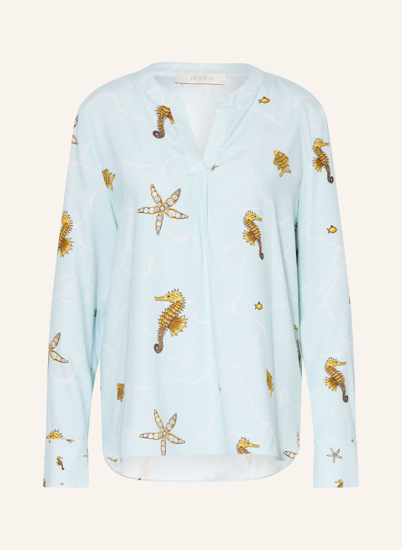 HERZENS Bluzka z jedwabiu: JASNONIEBIESKI / CIEMNOŻÓŁTY / ŻÓŁTY