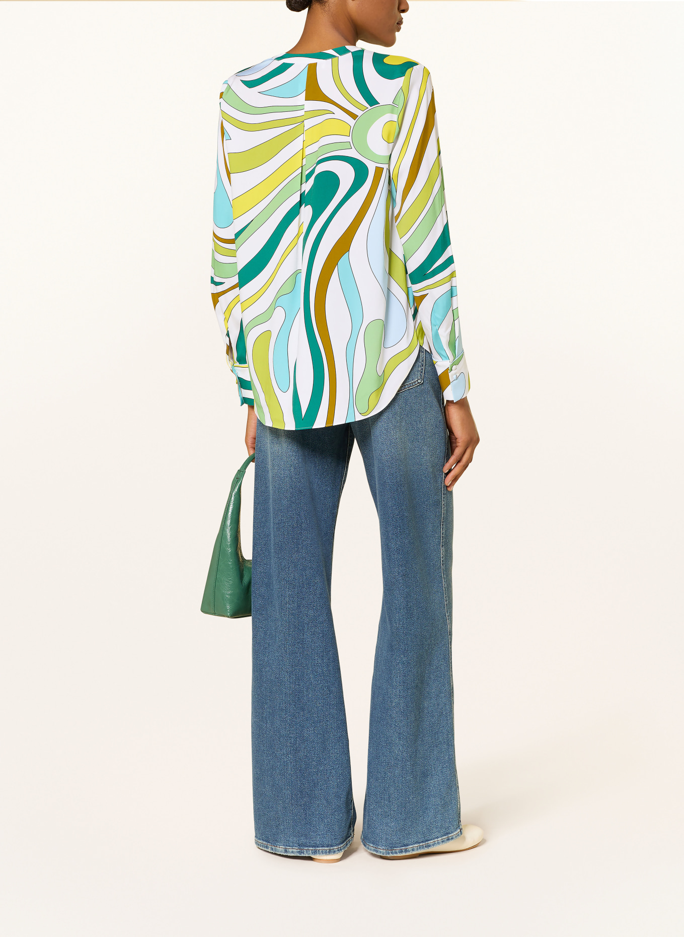 HERZENS Blusenshirt aus Seide: WEISS / GELB / GRÜN