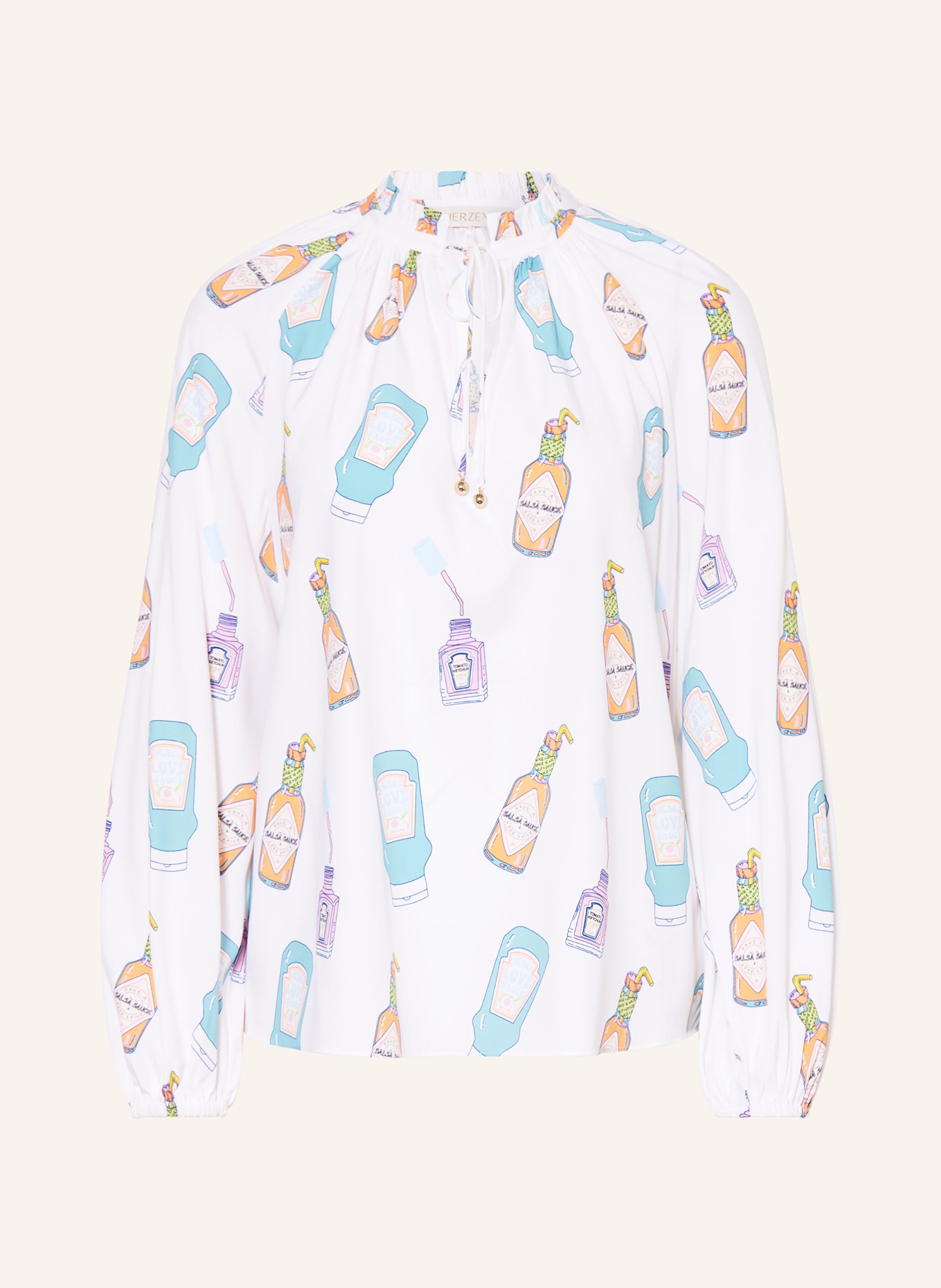 HERZENS Bluzka z jedwabiu: BIAŁY / POMARAŃCZOWY / NIEBIESKI