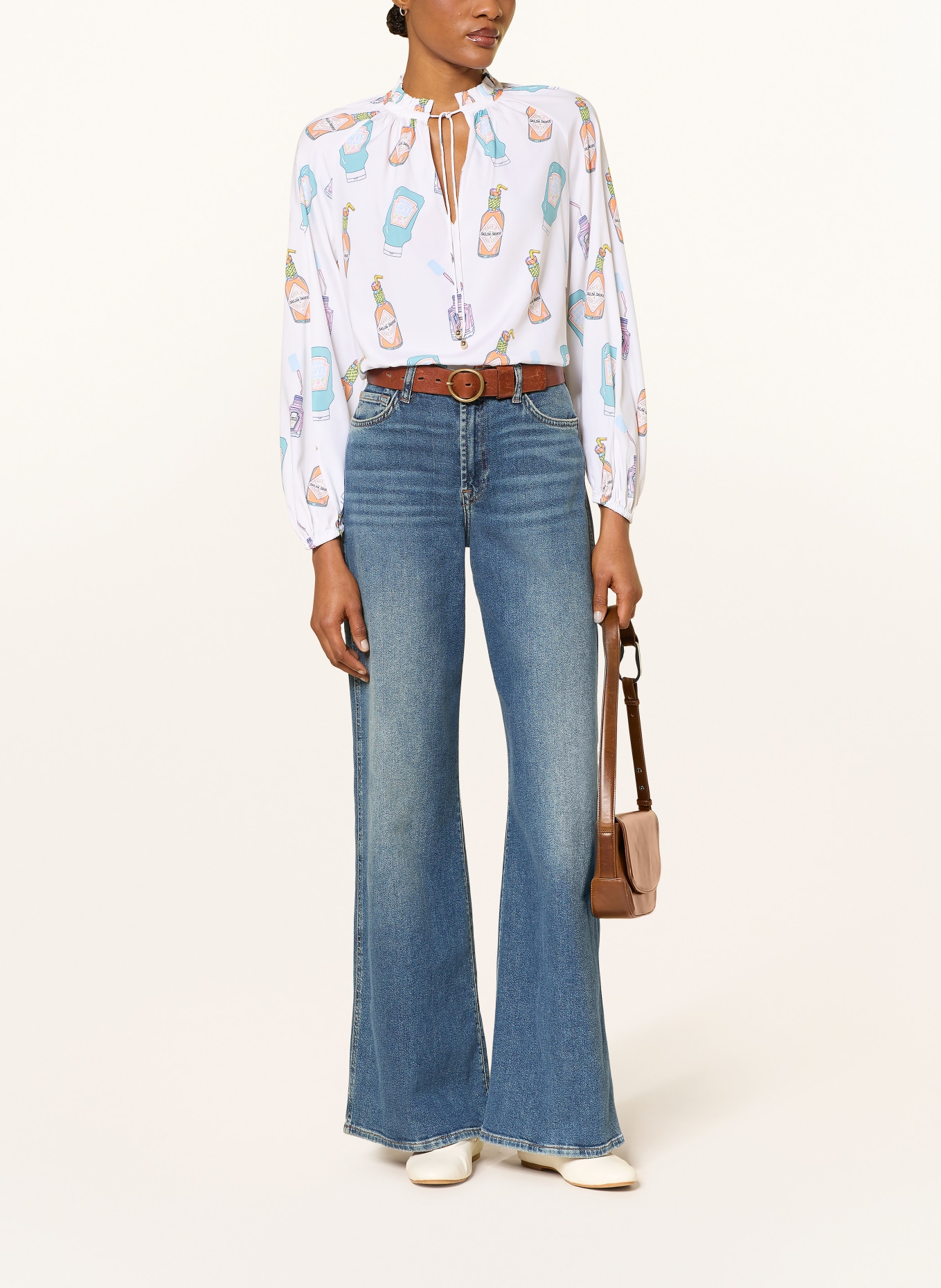 HERZENS Bluzka z jedwabiu: BIAŁY / POMARAŃCZOWY / NIEBIESKI