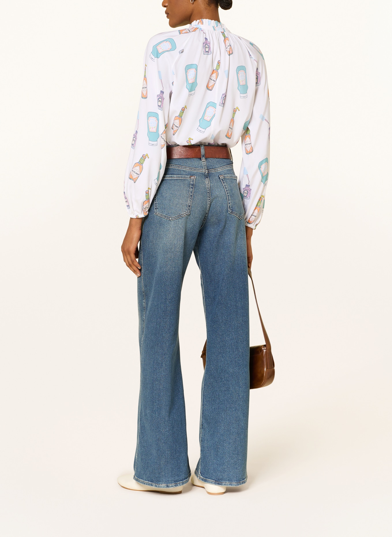 HERZENS Bluzka z jedwabiu: BIAŁY / POMARAŃCZOWY / NIEBIESKI