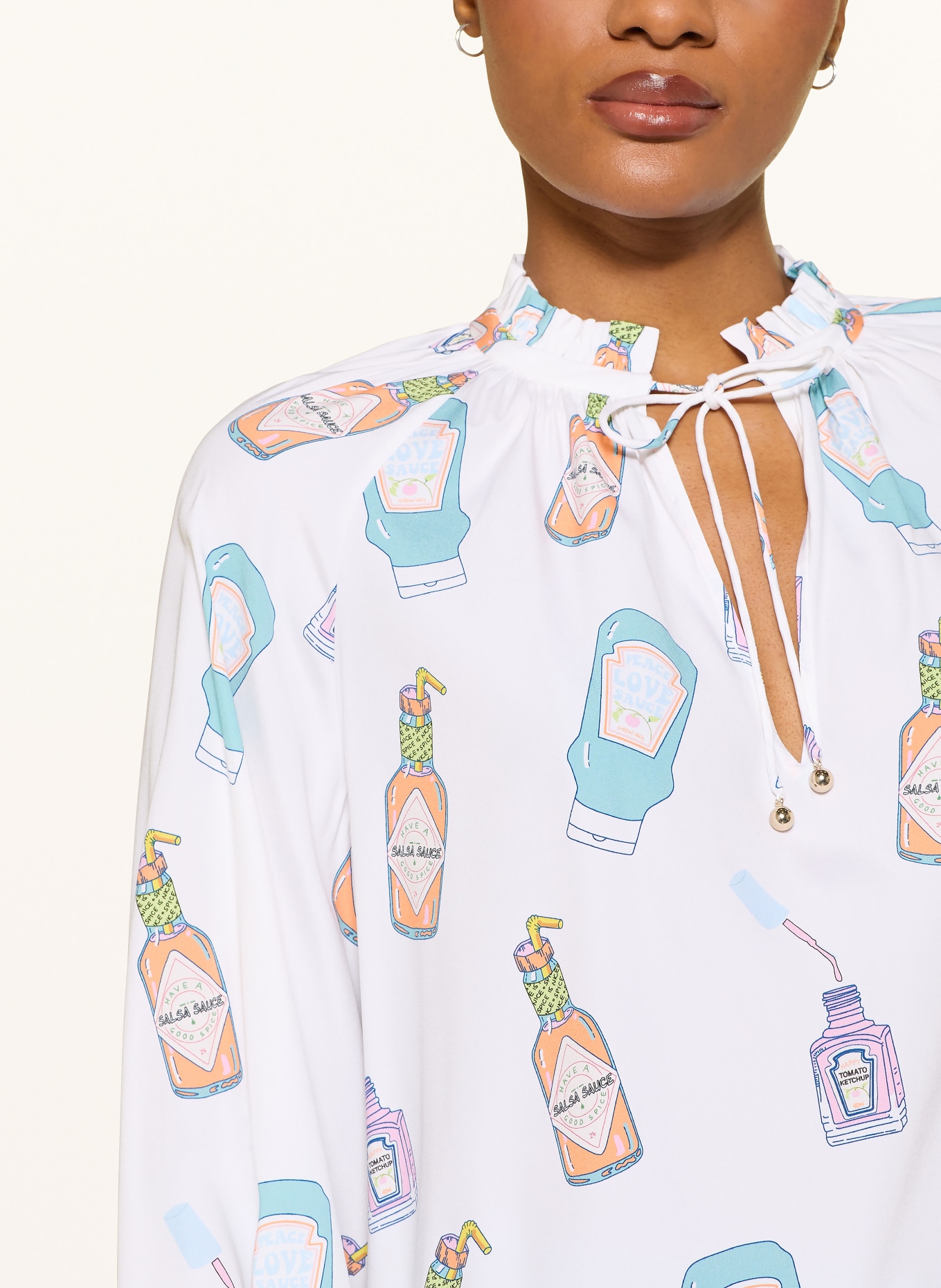 HERZENS Bluzka z jedwabiu: BIAŁY / POMARAŃCZOWY / NIEBIESKI