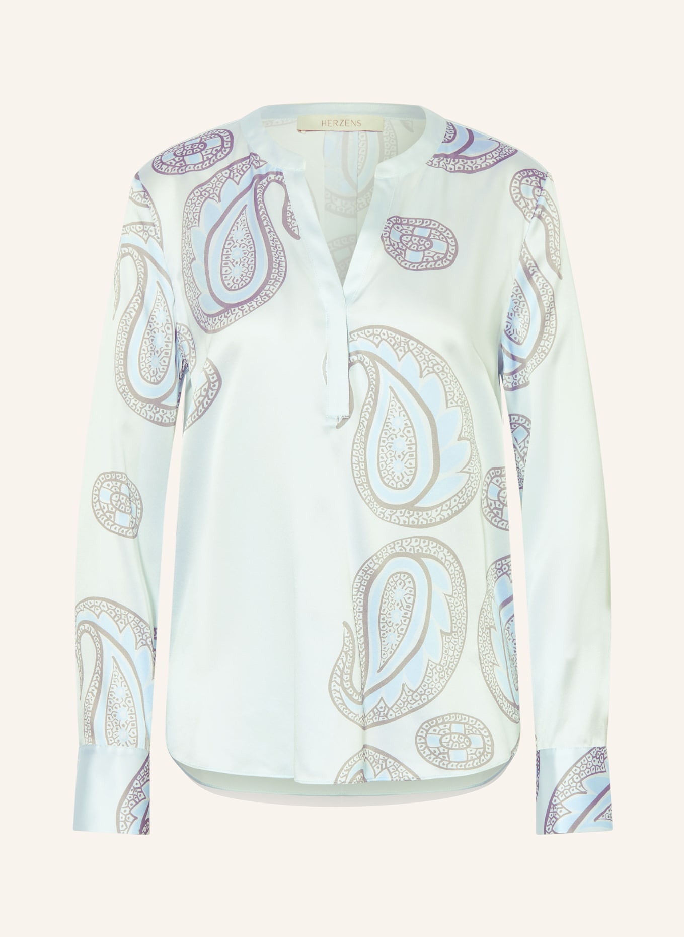 HERZENS Silk blouse shirt: LIGHT BLUE / GRAY