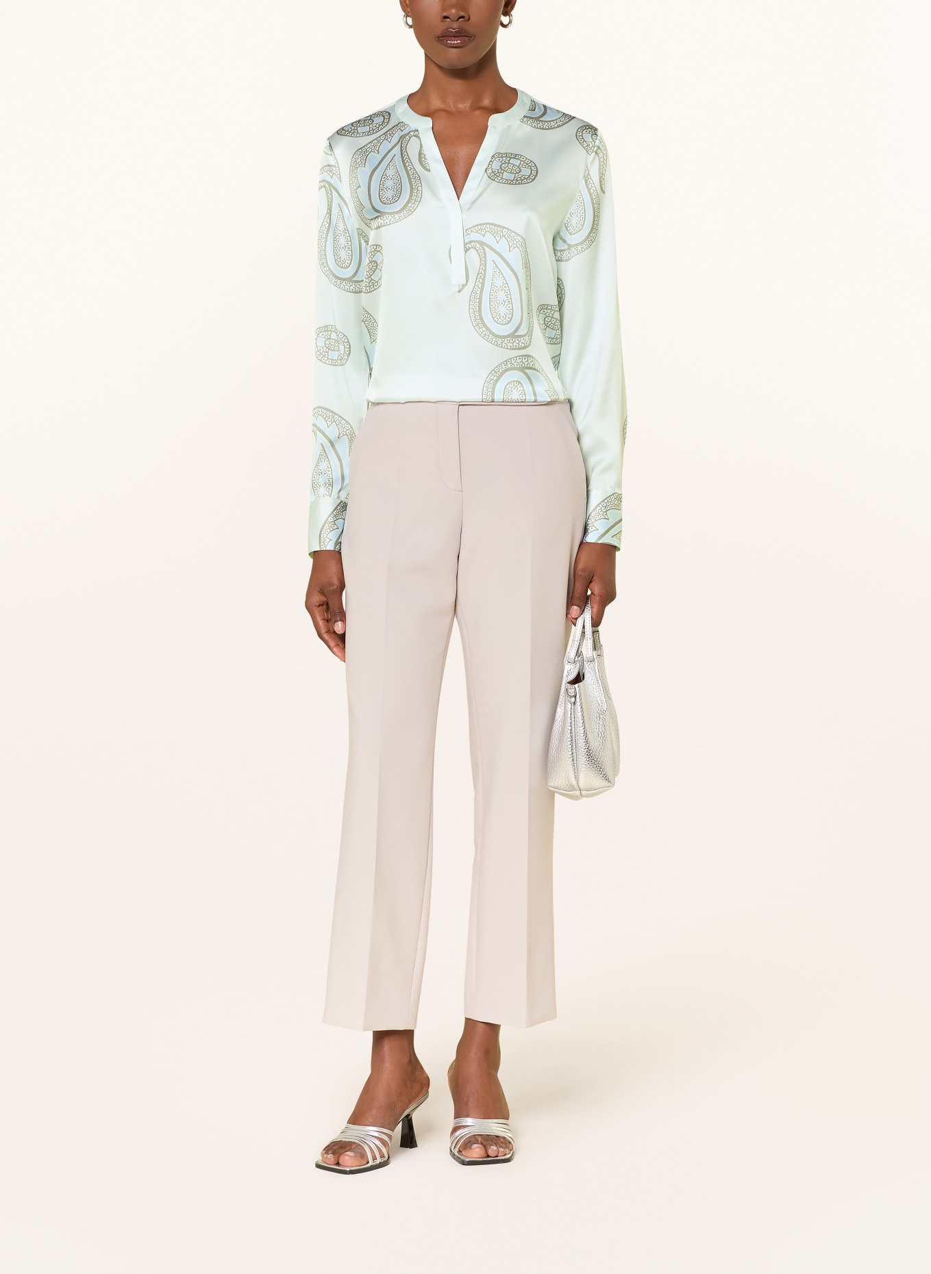HERZENS Silk blouse shirt: LIGHT BLUE / GRAY