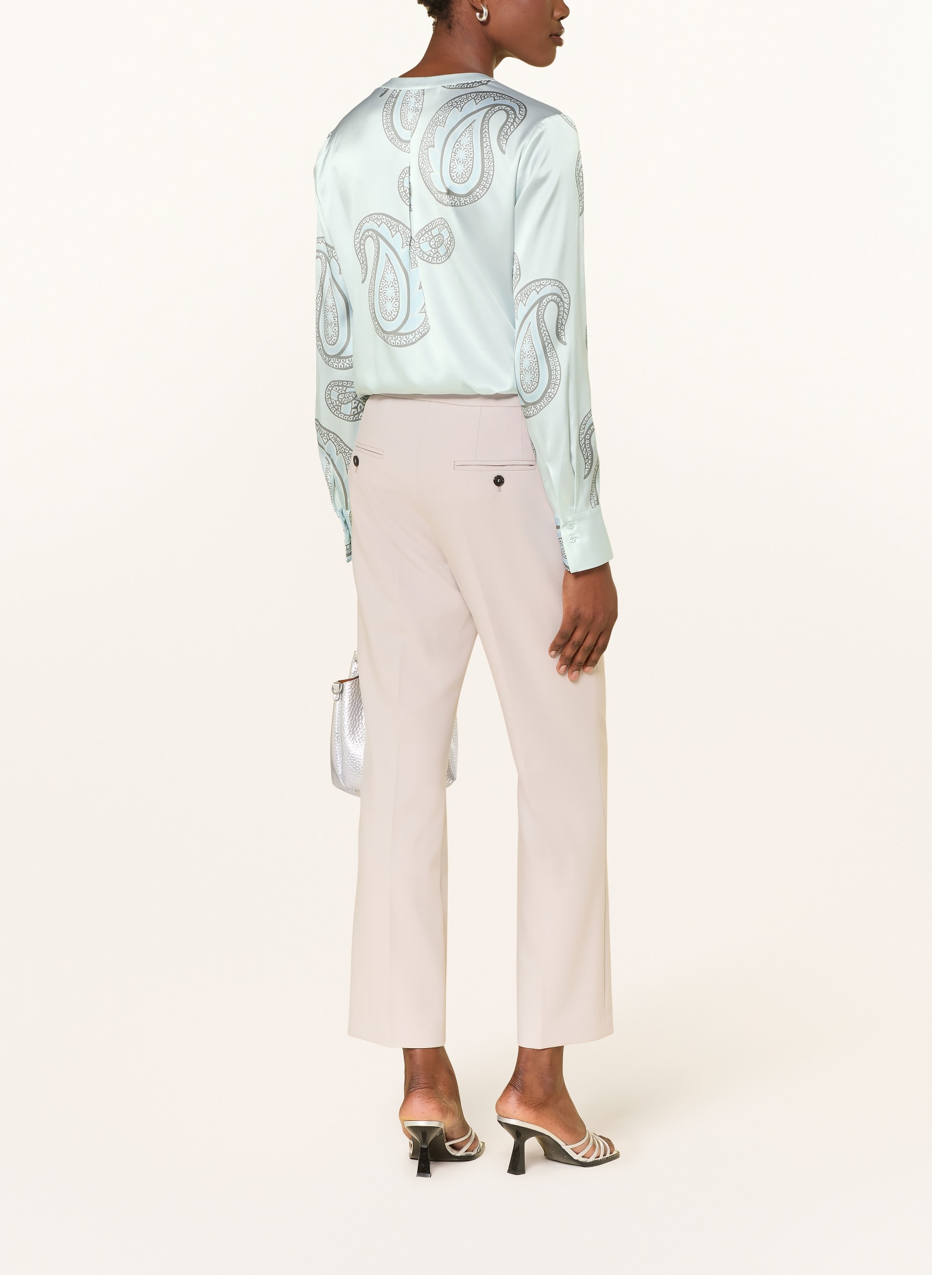 HERZENS Silk blouse shirt: LIGHT BLUE / GRAY