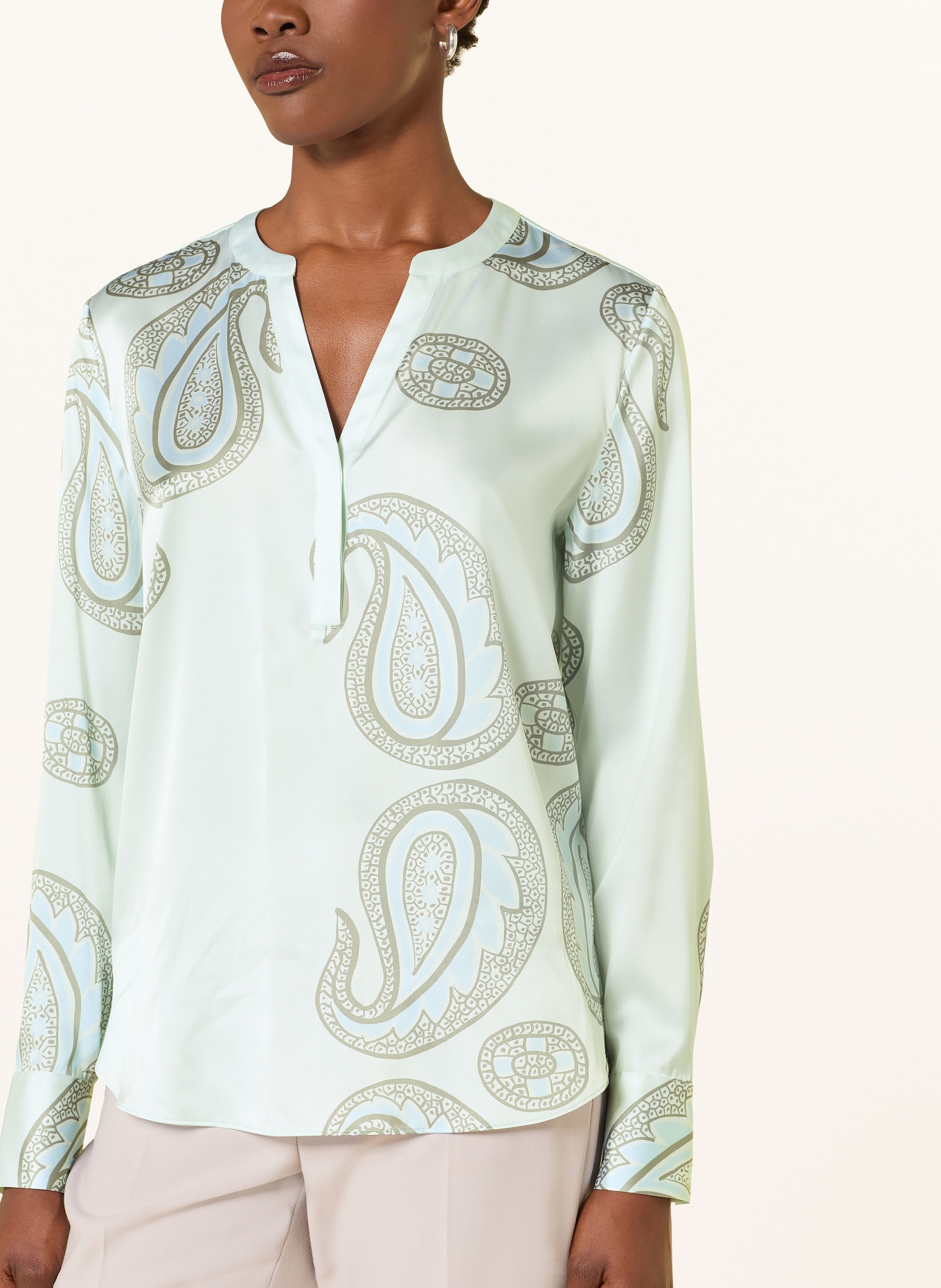 HERZENS Silk blouse shirt: LIGHT BLUE / GRAY