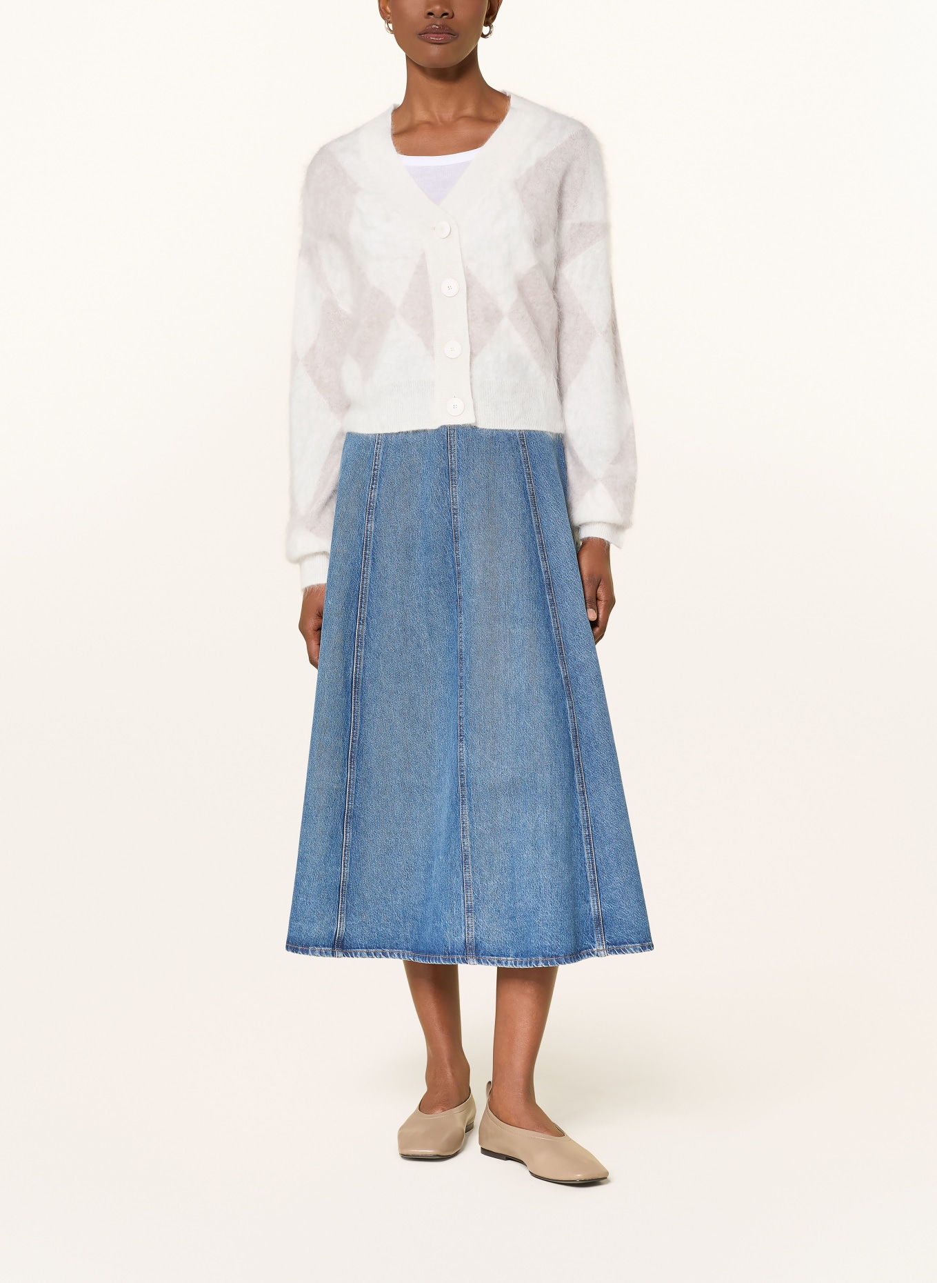 HERZENS Cashmere cardigan: ECRU / ROSE