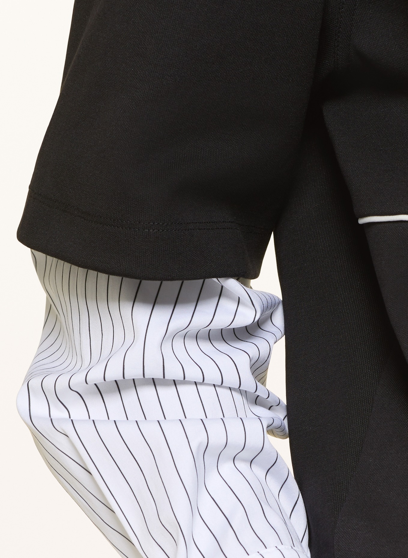 FRED PERRY Sweat-Troyer im Materialmix: SCHWARZ / WEISS