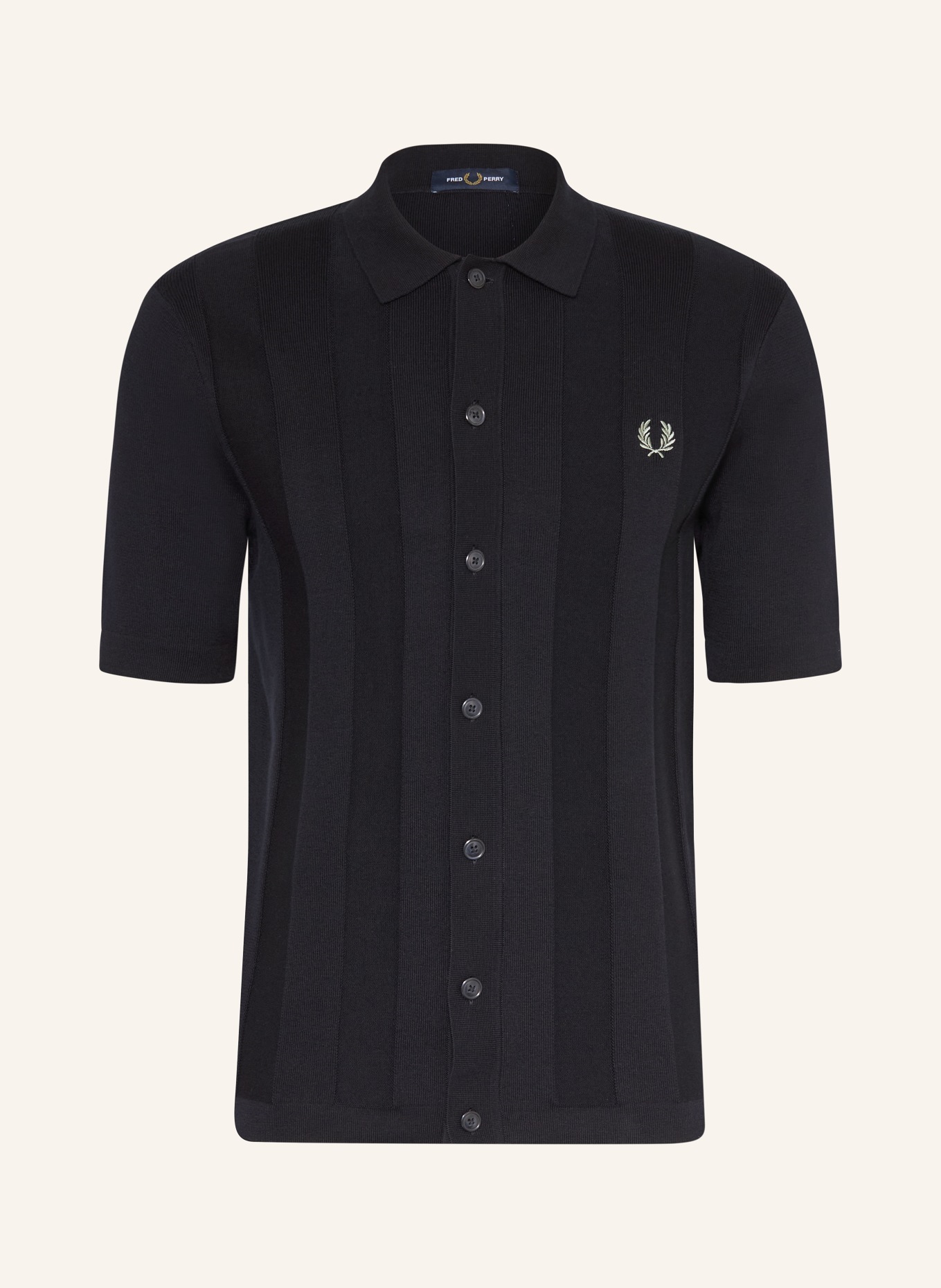 FRED PERRY Strickhemd Slim Fit: DUNKELBLAU