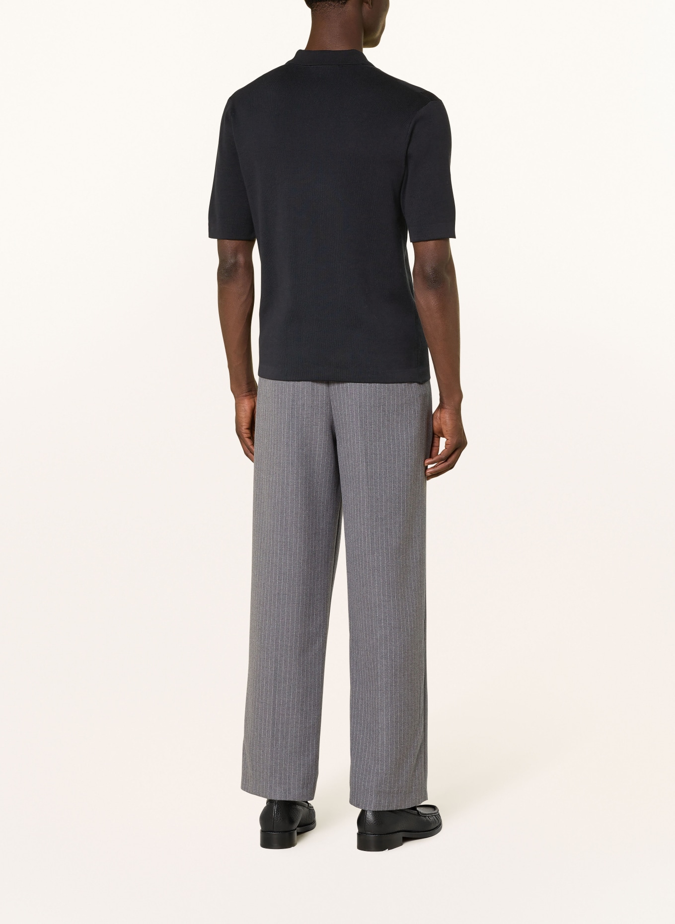 FRED PERRY Strickhemd Slim Fit: DUNKELBLAU