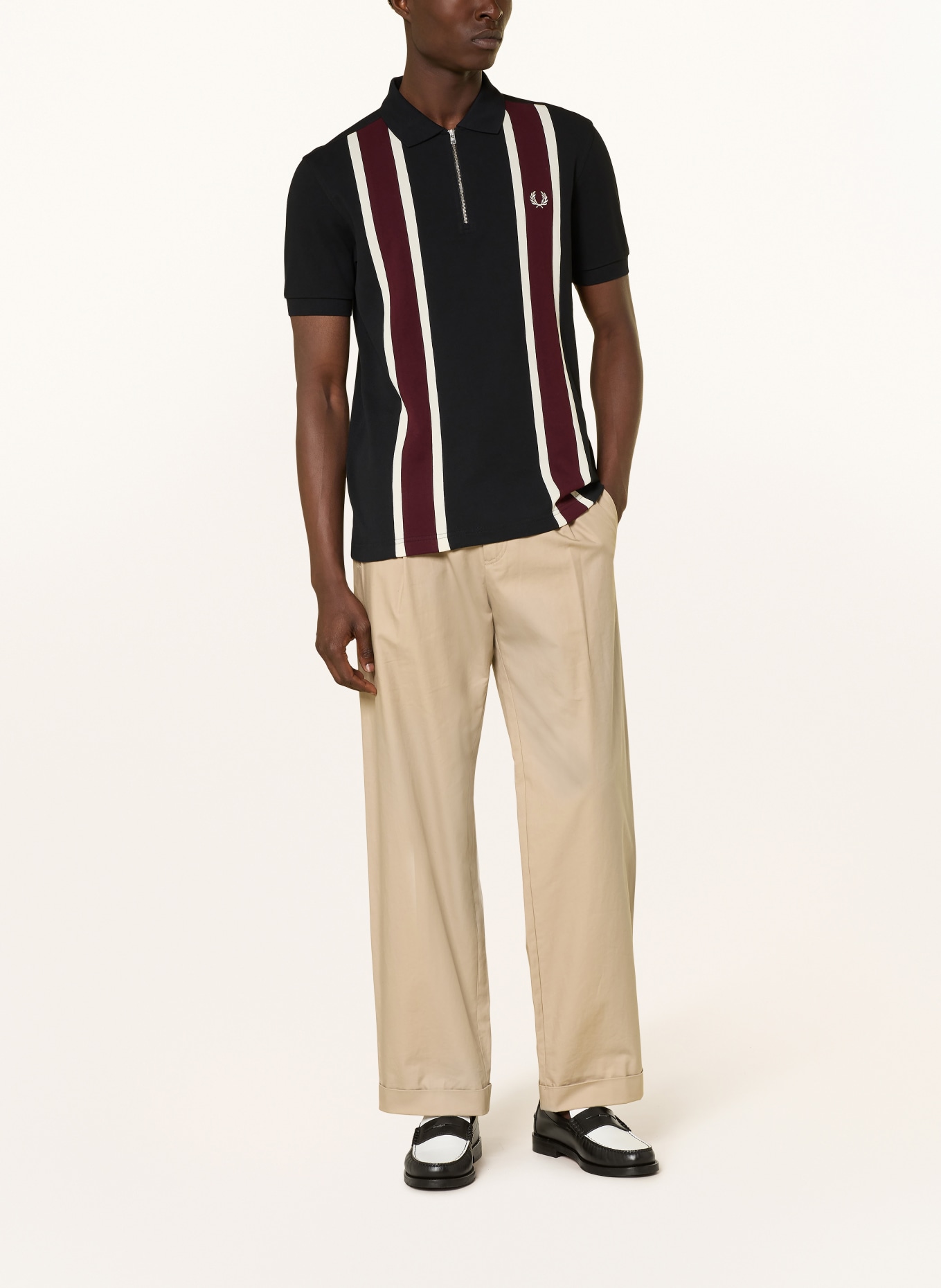 FRED PERRY Piqué-Poloshirt: DUNKELBLAU / DUNKELROT / WEISS