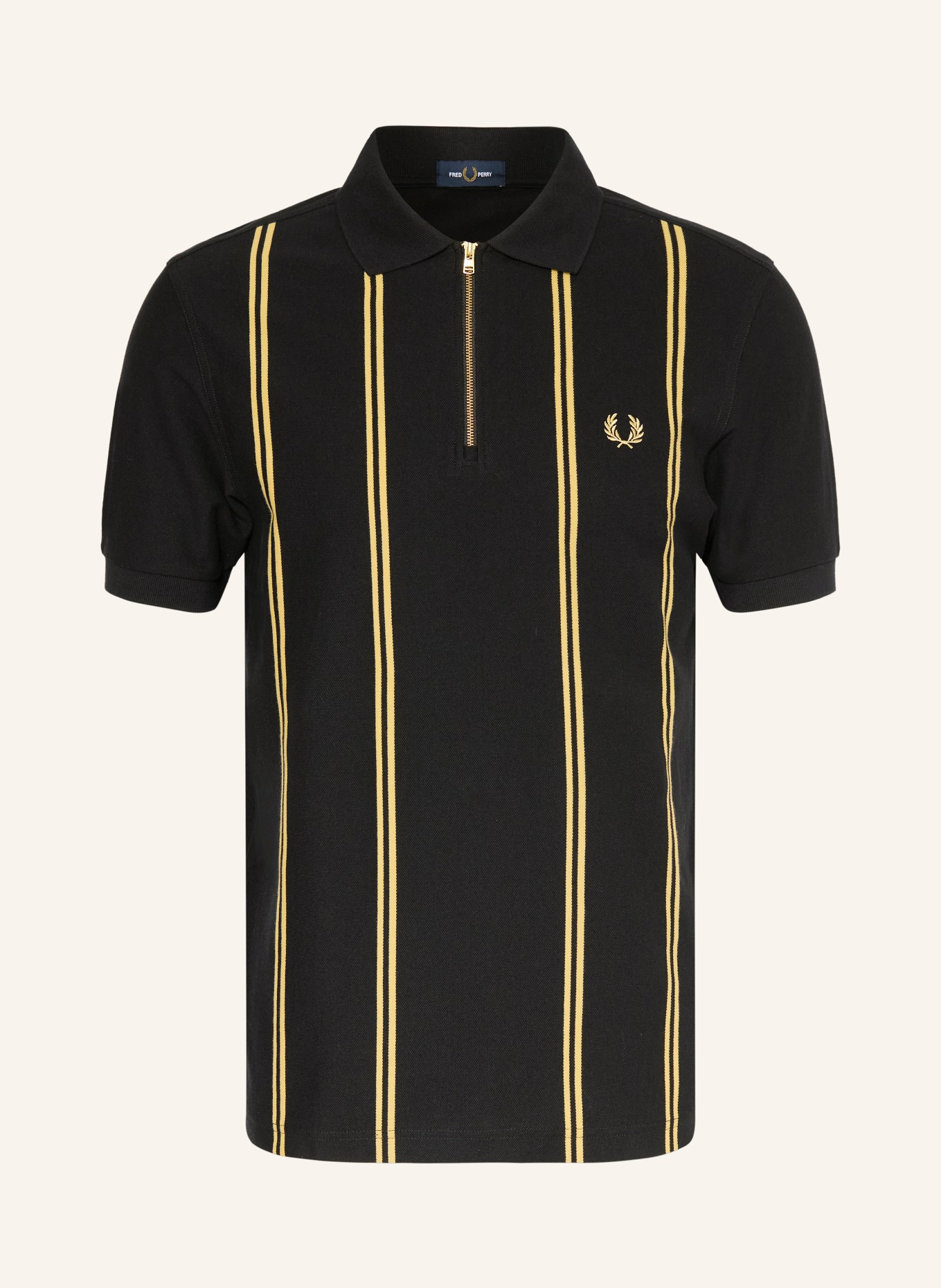 FRED PERRY Piqué-Poloshirt: SCHWARZ / HELLGELB