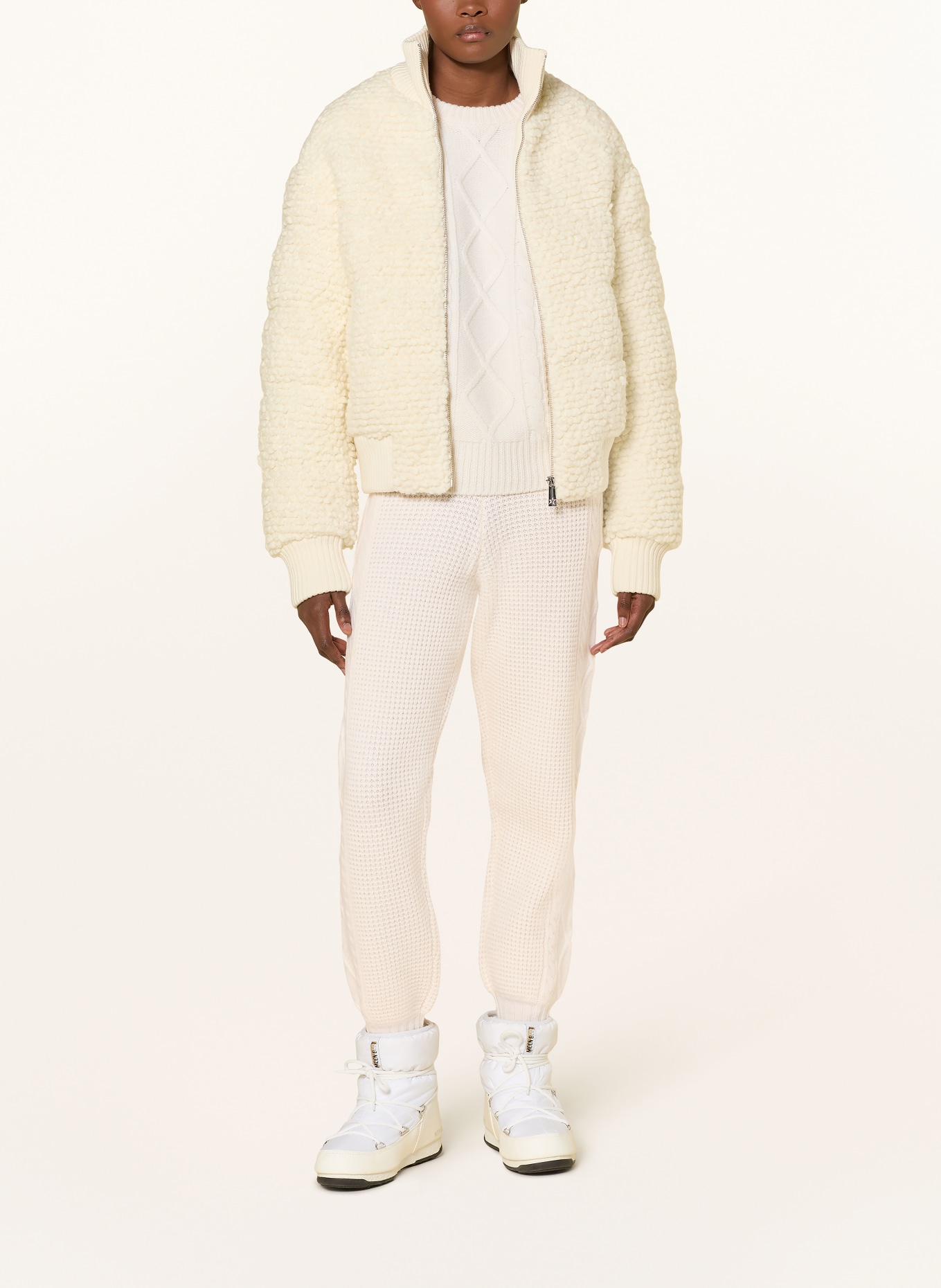 PERFECT MOMENT Spodnie z dzianiny CRYSTAL z wełny merynosowej: KREMOWY