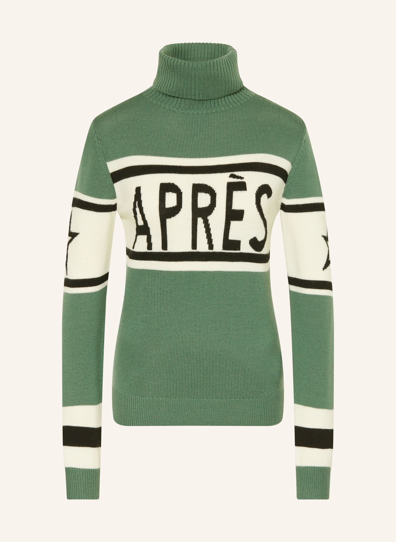 PERFECT MOMENT Sweter APRES z wełny merynosowej: ZIELONY / KREMOWY / CZARNY