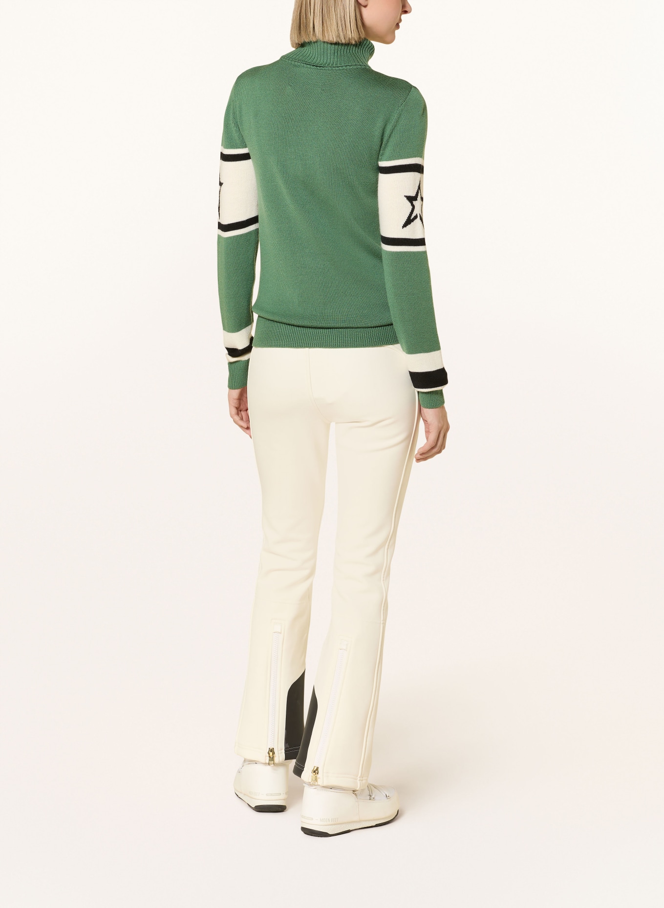 PERFECT MOMENT Sweter APRES z wełny merynosowej: ZIELONY / KREMOWY / CZARNY