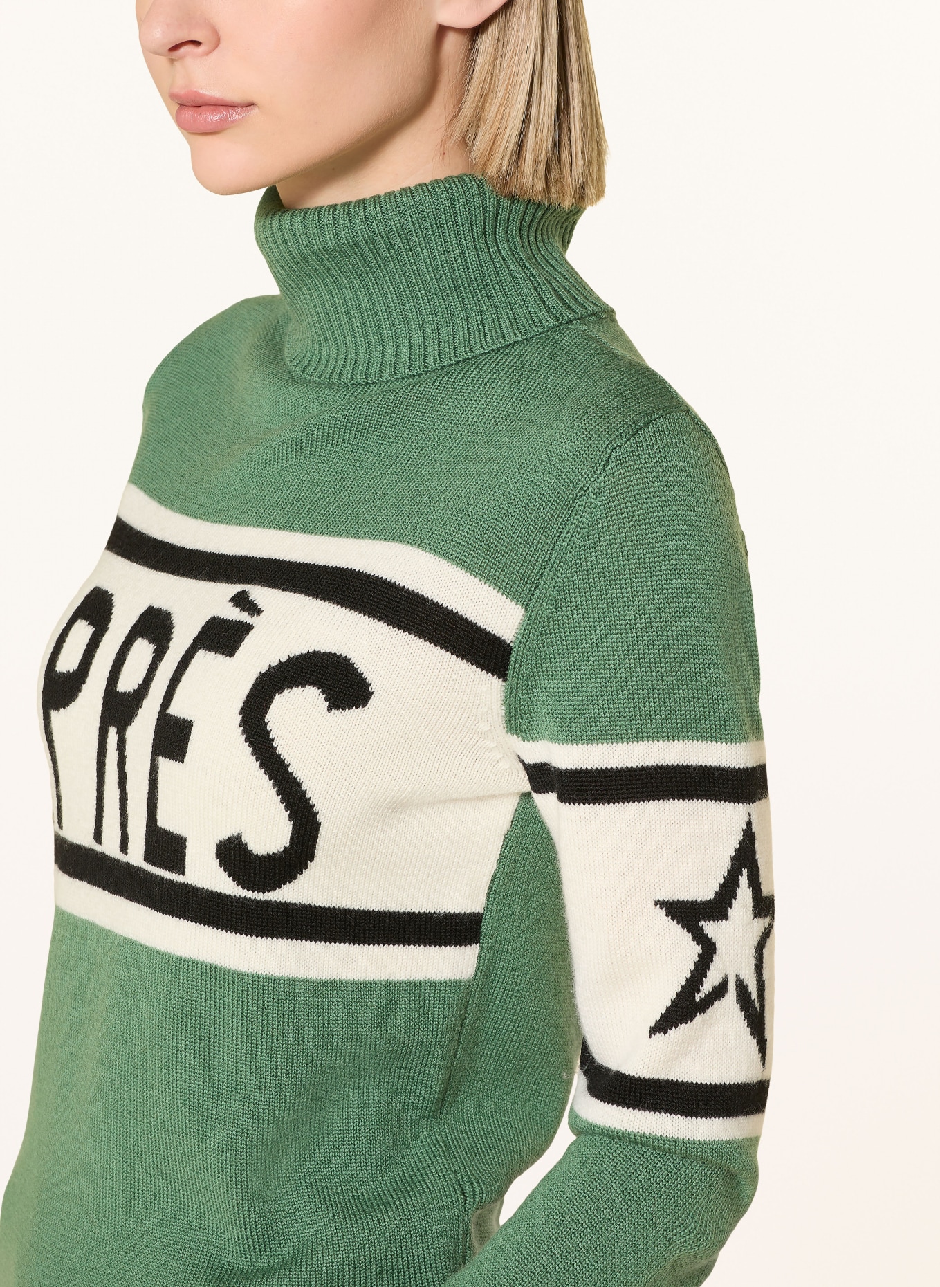 PERFECT MOMENT Sweter APRES z wełny merynosowej: ZIELONY / KREMOWY / CZARNY