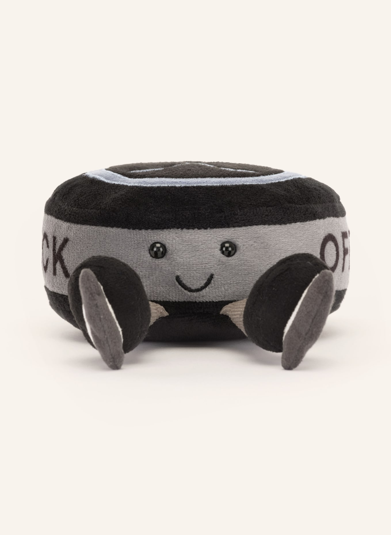 Jellycat Jouet en peluche AMUSEABLES SPORTS ICE HOCKEY PUCK: NOIR / GRIS FONCÉ