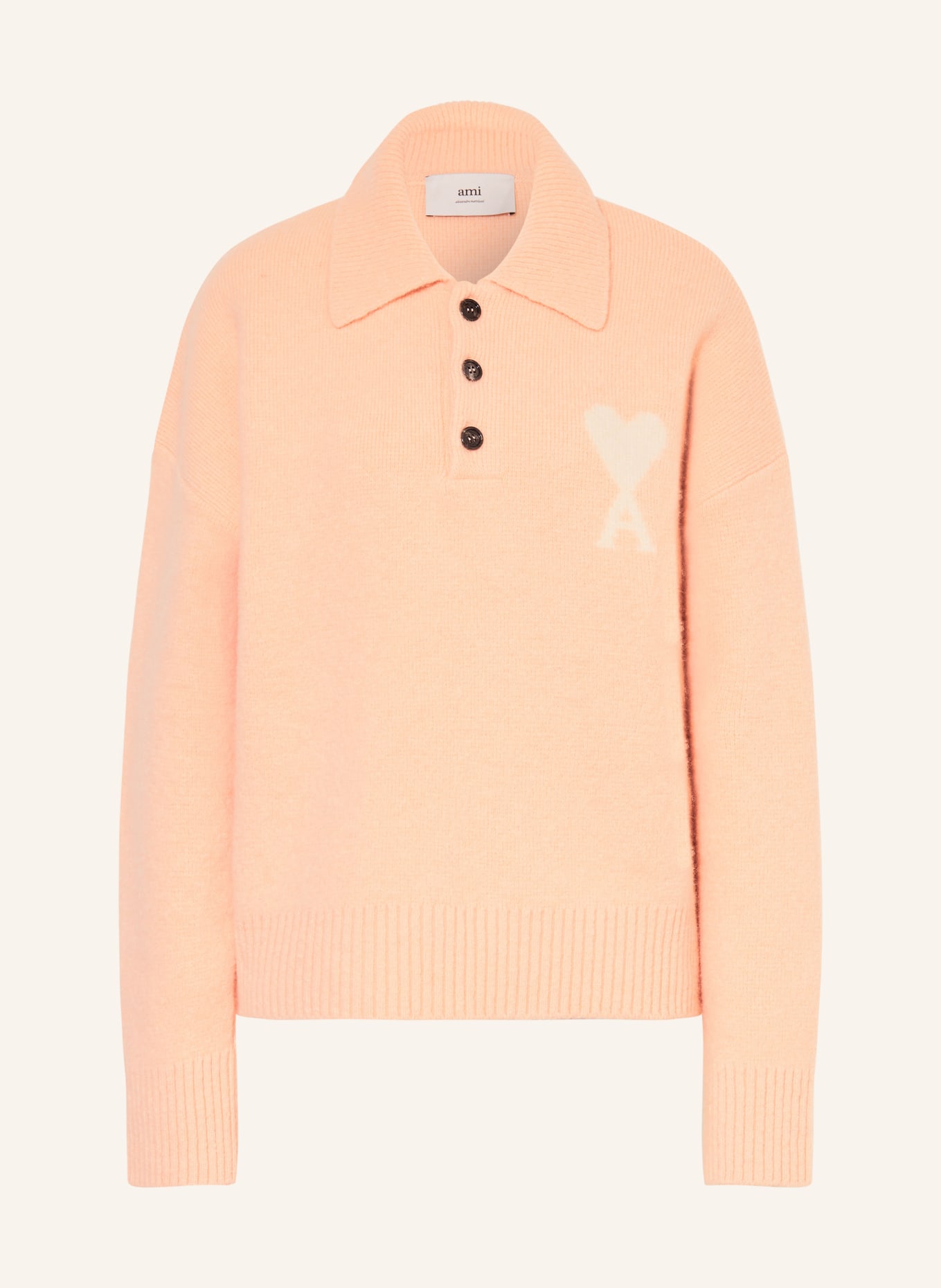 AMI PARIS Pullover mit Alpaka: LACHS / WEISS