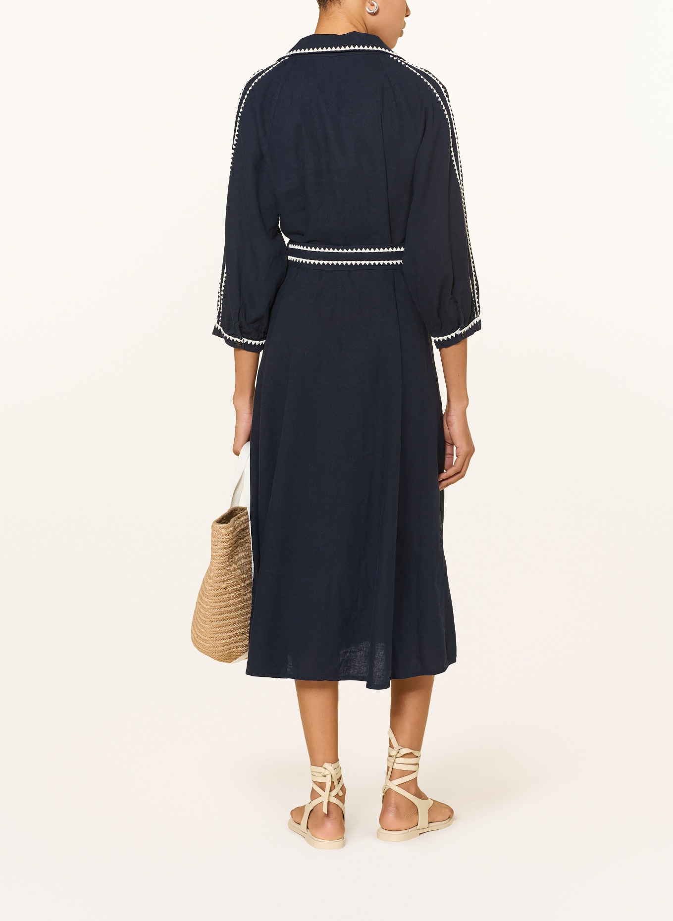 Part Two Hemdblusenkleid SICILIASPW mit Leinen: DUNKELBLAU / ECRU