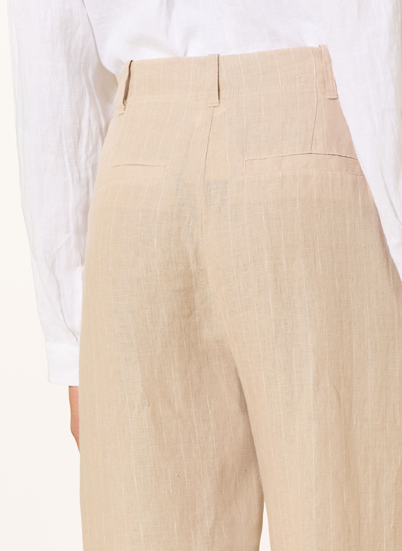 Part Two 7/8 kalhoty NETTASPW z lnu: BÉŽOVÁ / BÍLÁ