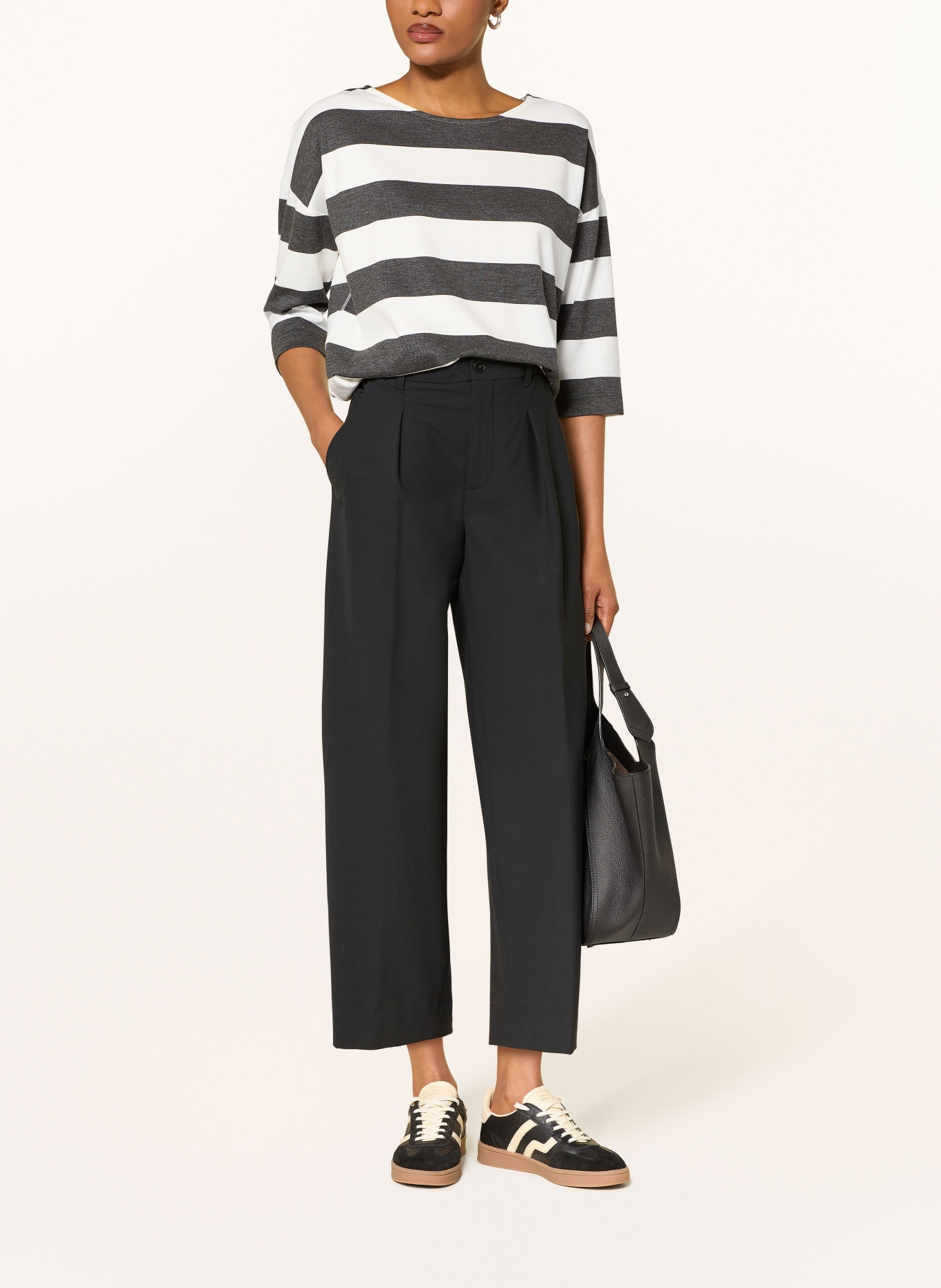 lilienfels Shirt mit 3/4-Arm: DUNKELGRAU / WEISS