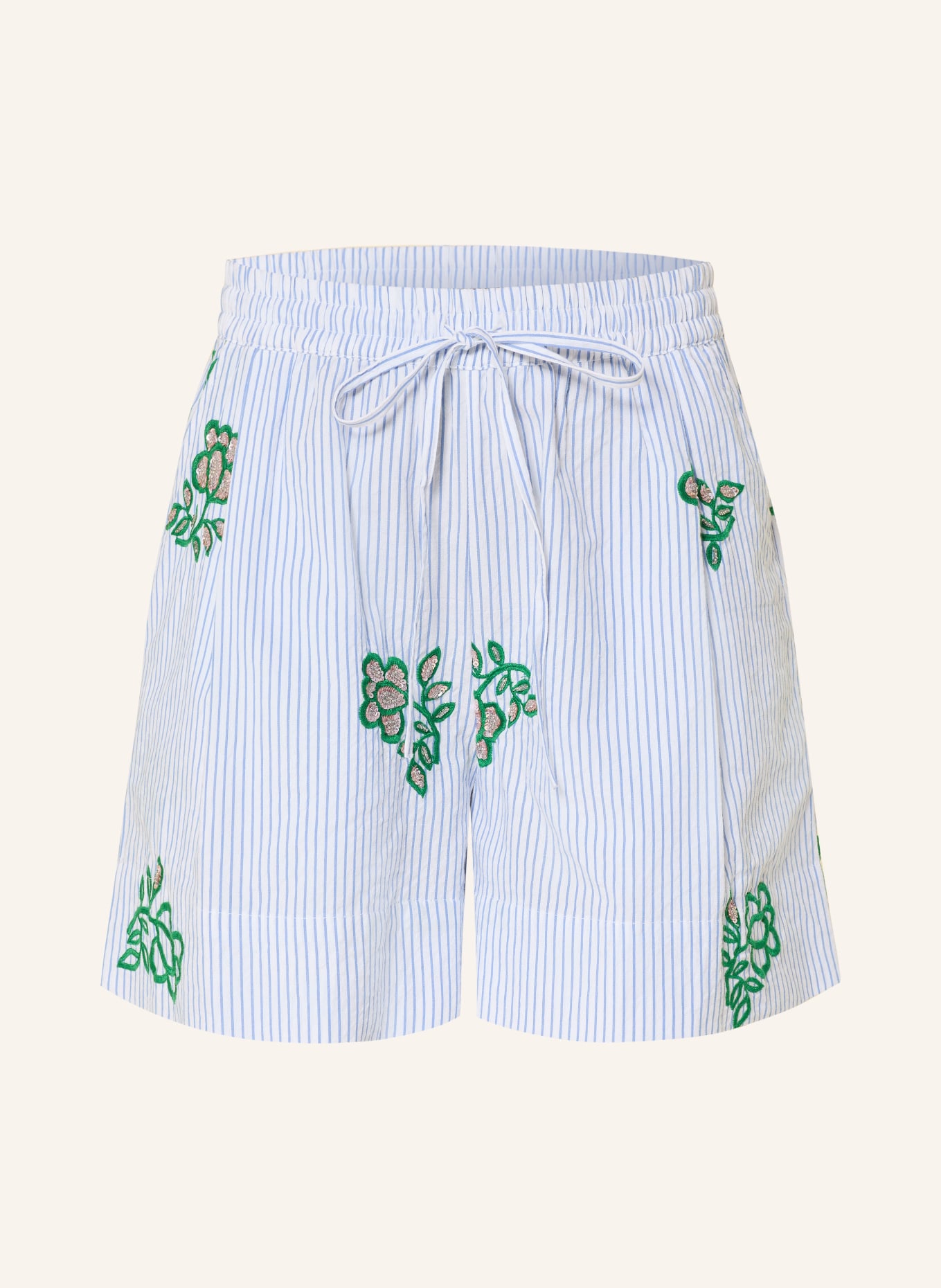 ESSENTIEL ANTWERP Shorts JUSTE mit Pailletten: WEISS / GRÜN / HELLBLAU
