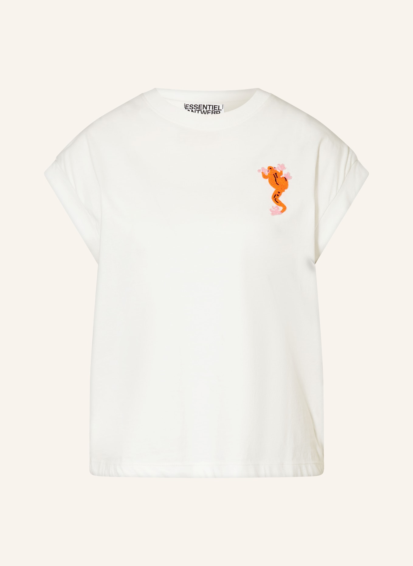 ESSENTIEL ANTWERP T-Shirt JUNGALA mit Schmuckperlen: WEISS