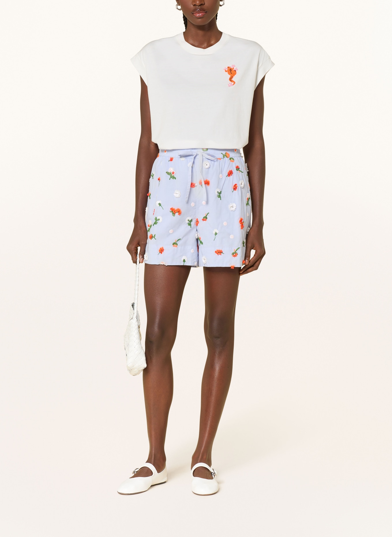 ESSENTIEL ANTWERP T-Shirt JUNGALA mit Schmuckperlen: WEISS