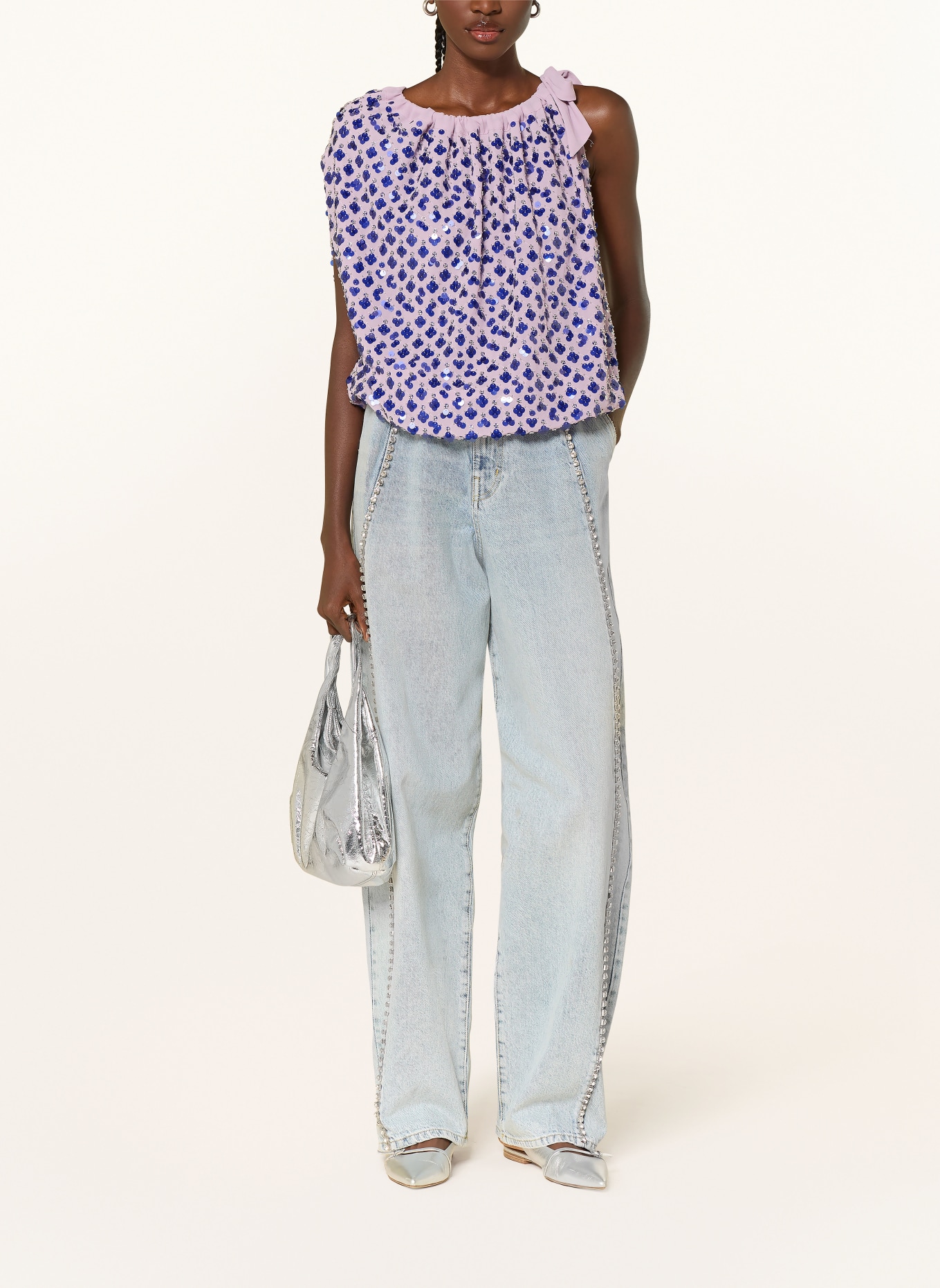ESSENTIEL ANTWERP Blusentop JOCELYN mit Pailletten: HELLLILA / LILA