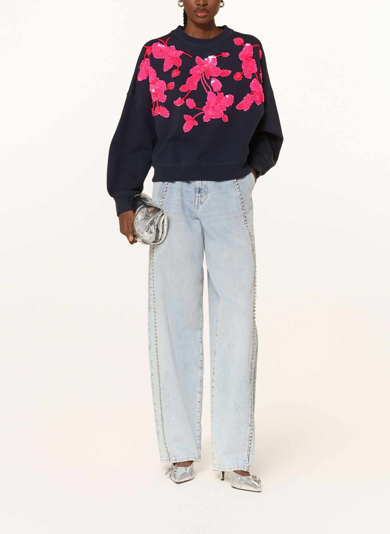 ESSENTIEL ANTWERP Barrel Jeans JAWEL mit Schmucksteinen: NB27 Nile Blue