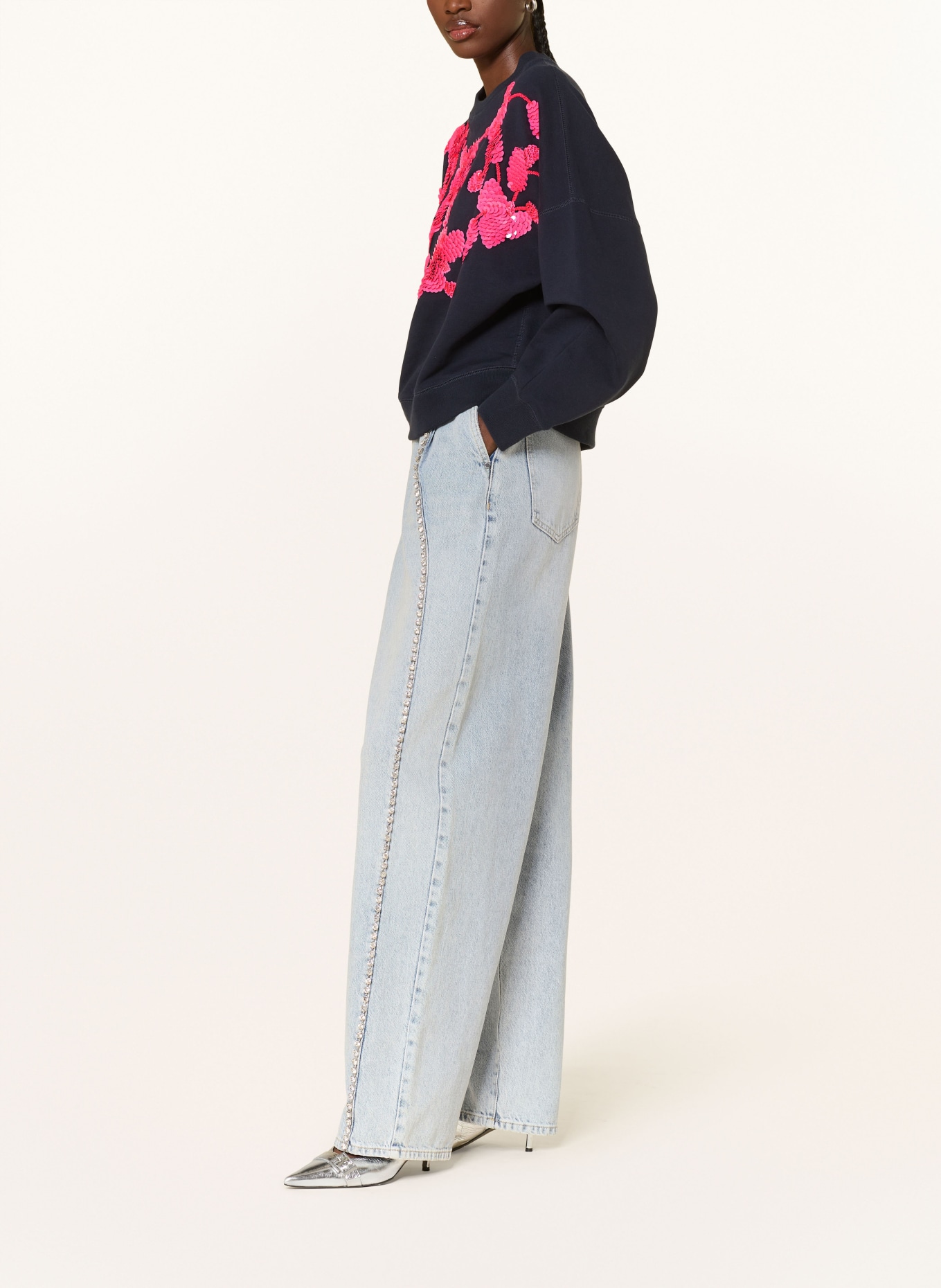 ESSENTIEL ANTWERP Barrel Jeans JAWEL mit Schmucksteinen: NB27 Nile Blue