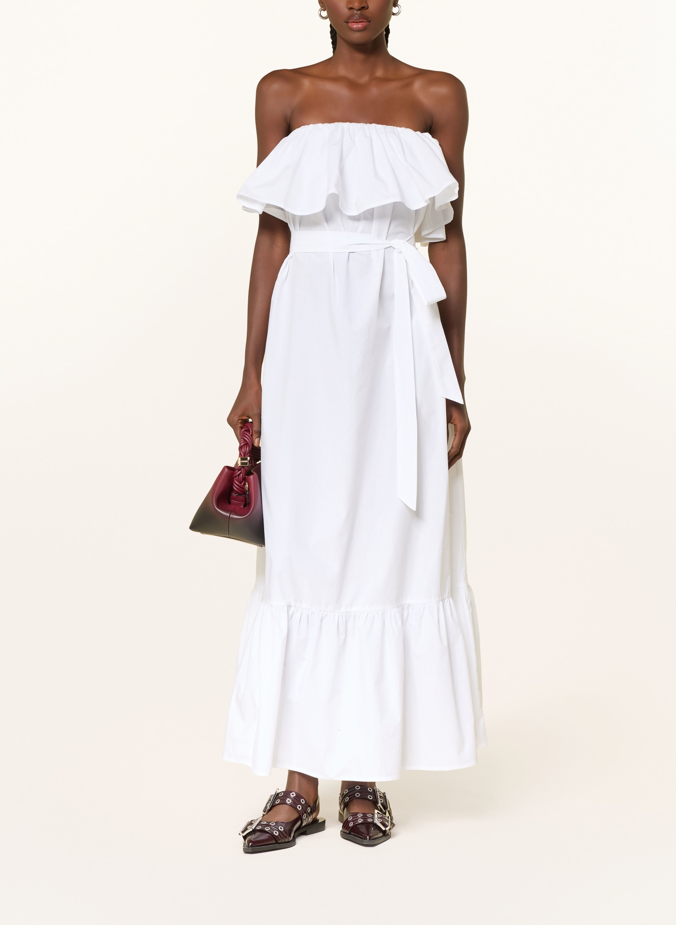 ESSENTIEL ANTWERP Off-Shoulder-Kleid JOYCE: WEISS