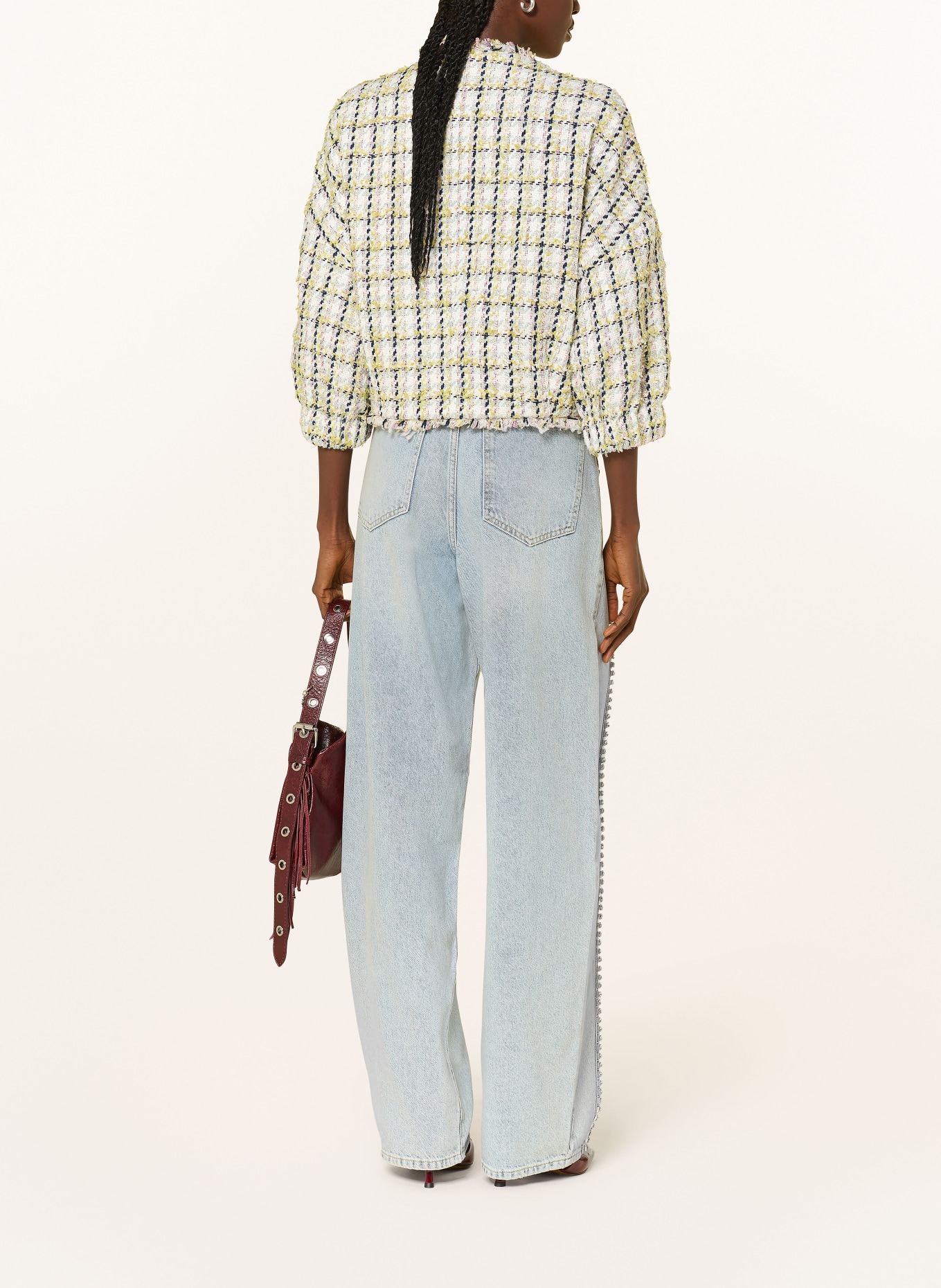 ESSENTIEL ANTWERP Kastenjacke JAYDEN mit 3/4-Arm: ECRU / HELLGRÜN / DUNKELBLAU