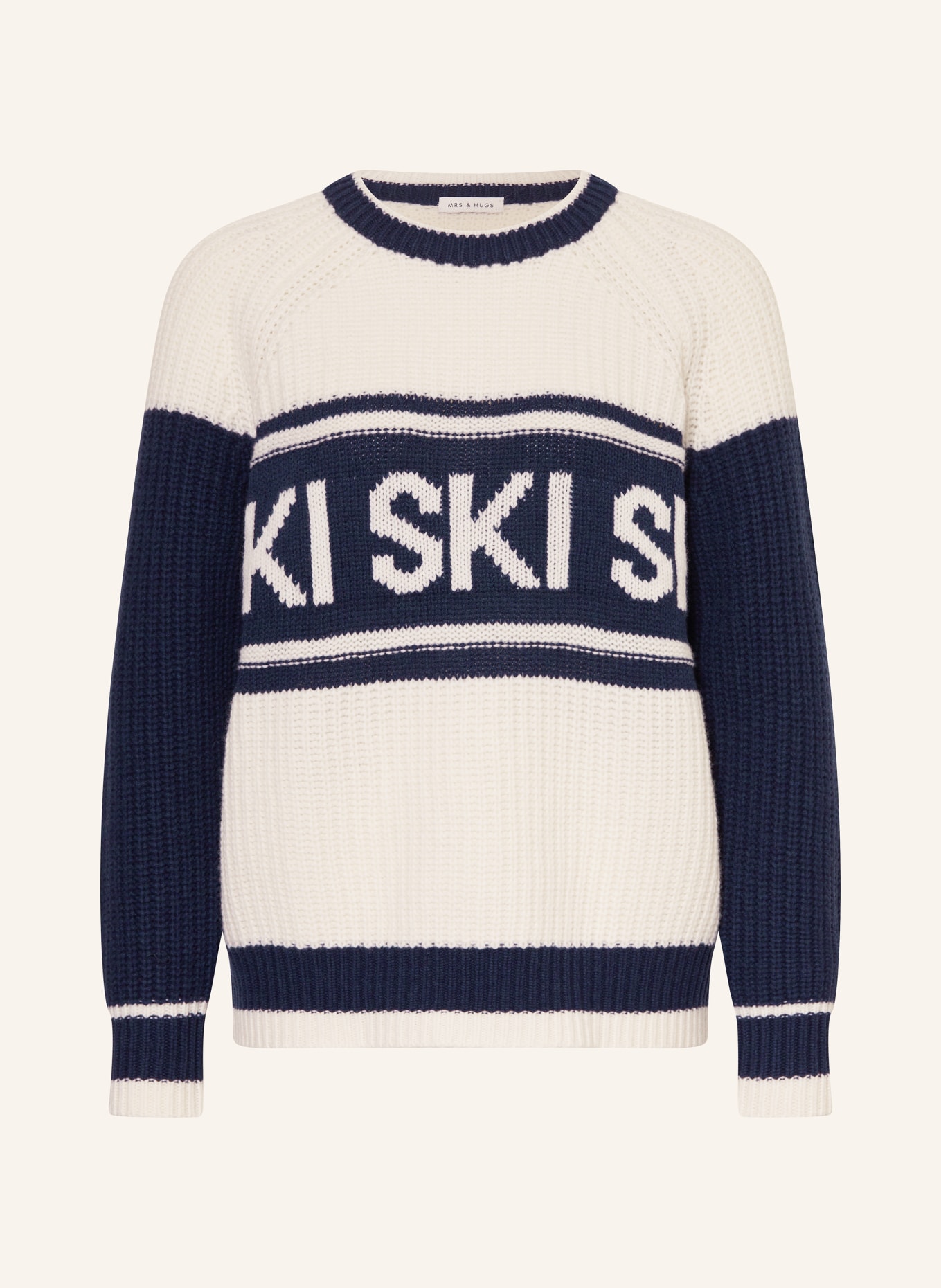 MRS & HUGS Pullover: ECRU / DUNKELBLAU