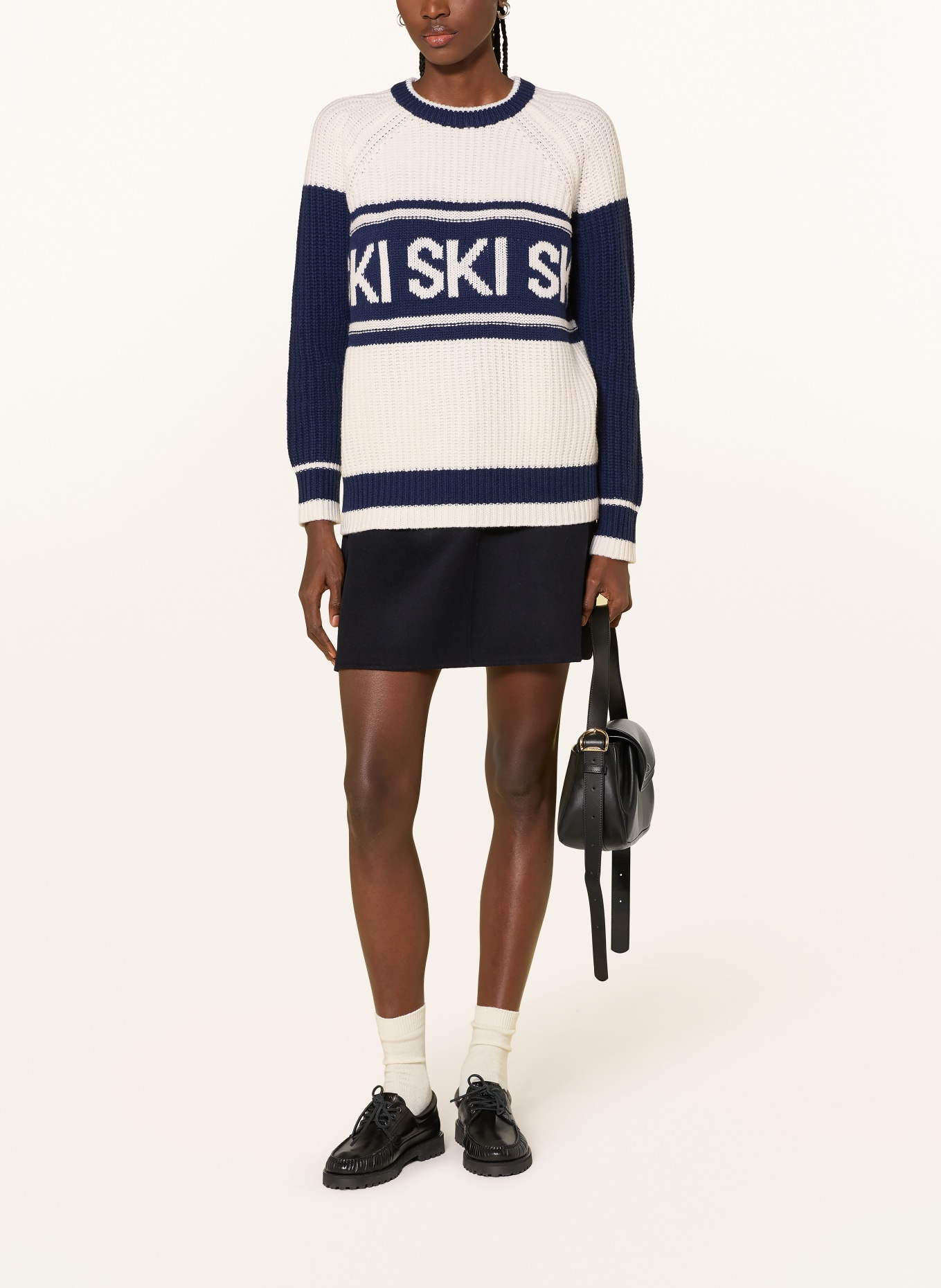 MRS & HUGS Pullover: ECRU / DUNKELBLAU