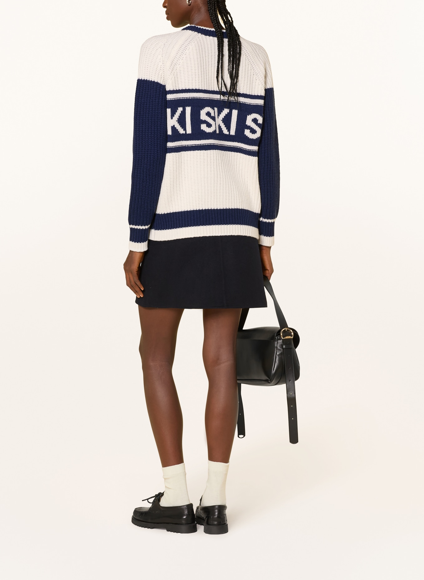 MRS & HUGS Pullover: ECRU / DUNKELBLAU