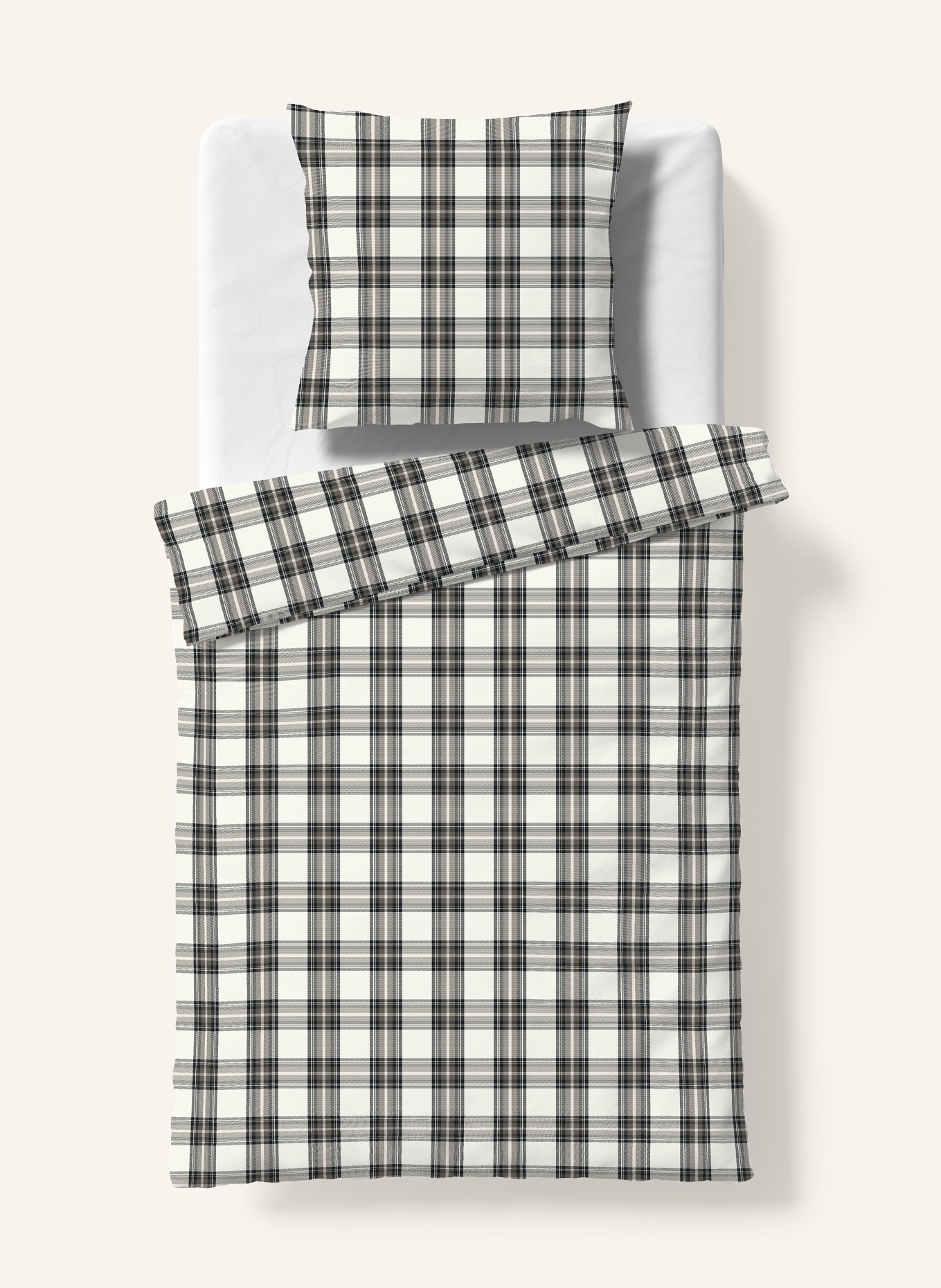 fleuresse Bettwäsche LECH: CREME / DUNKELGRÜN