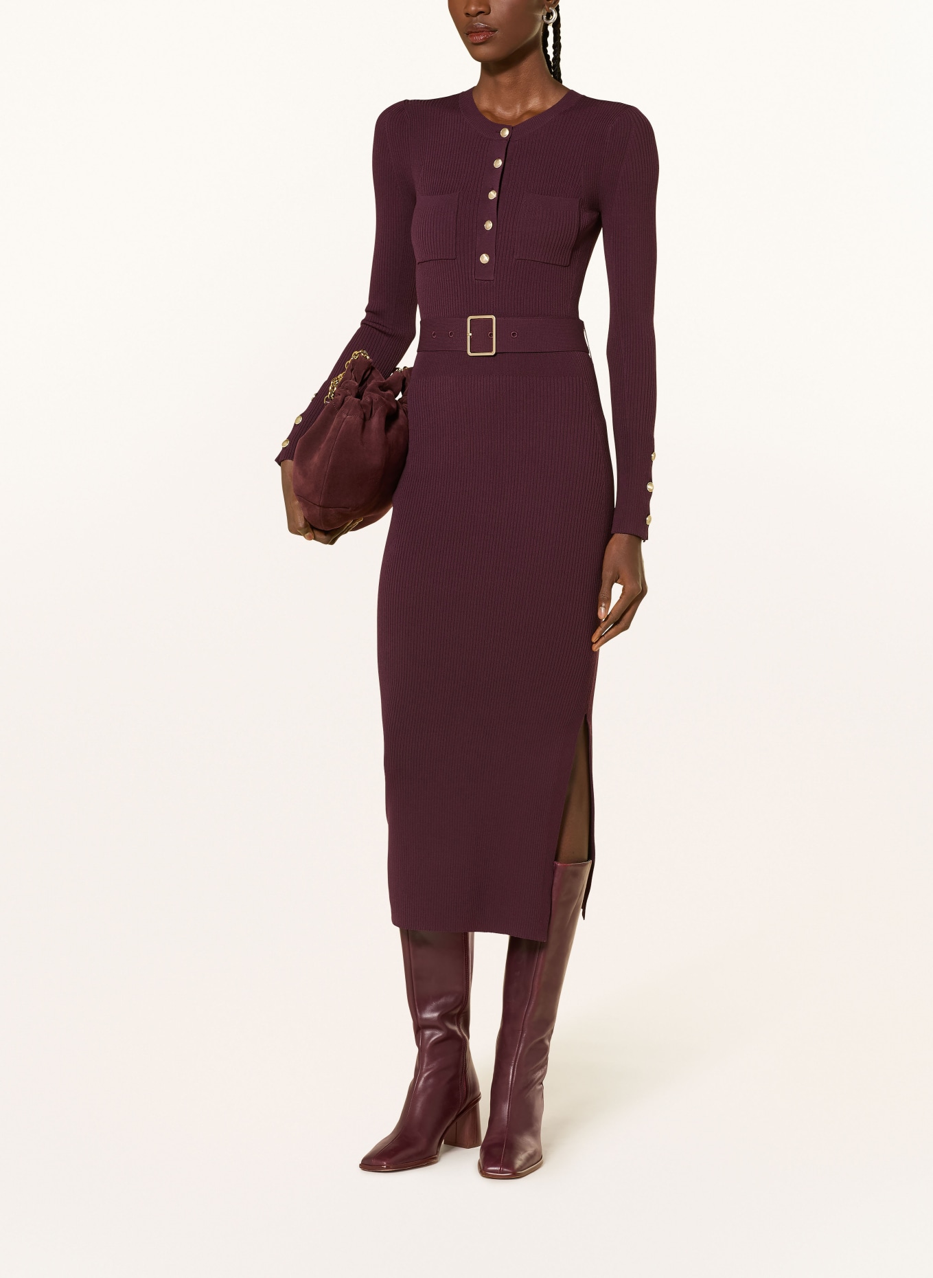 REISS Strickkleid WILLOW: DUNKELROT