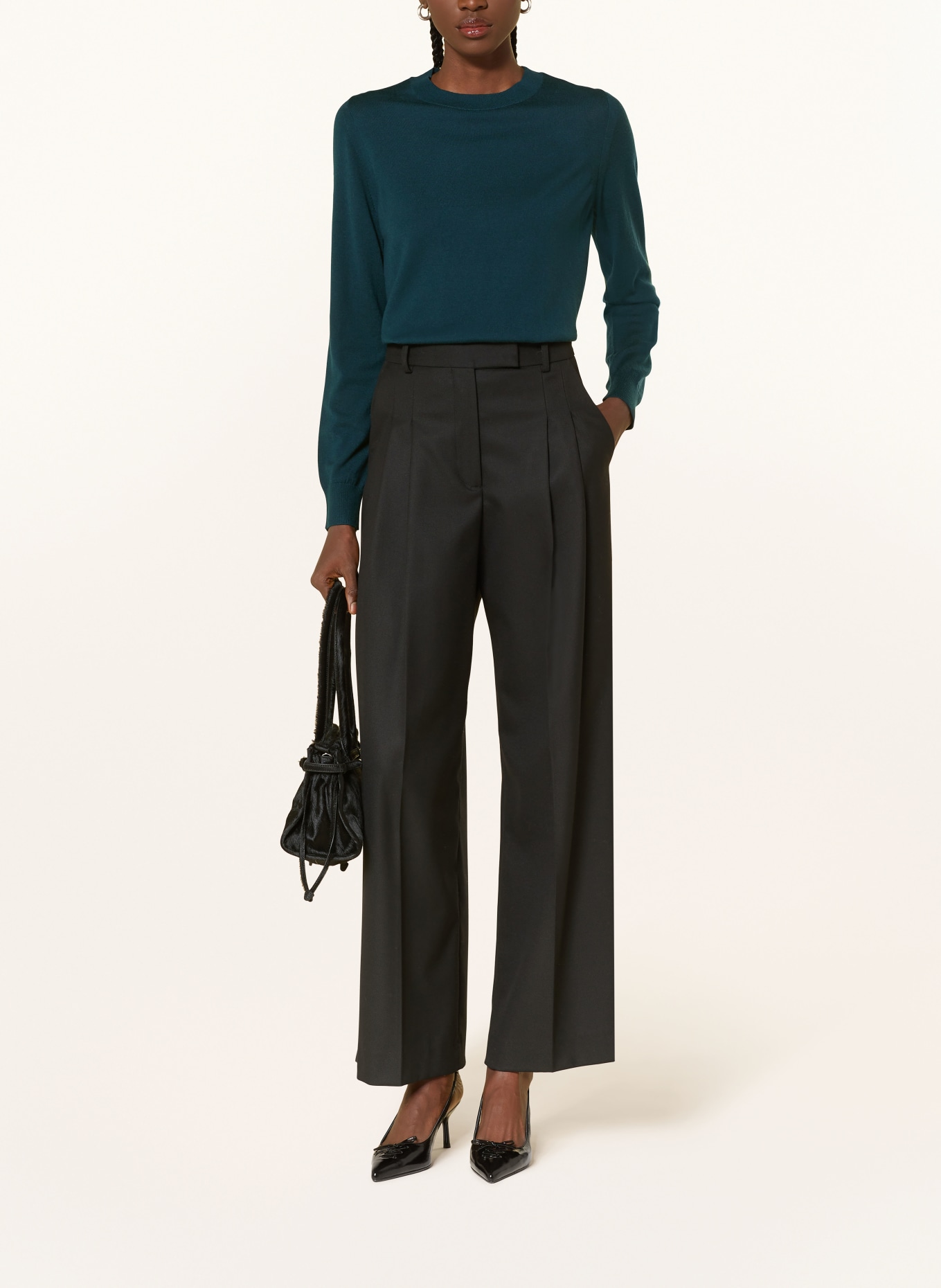 REISS Pullover aus Merinowolle: DUNKELGRÜN